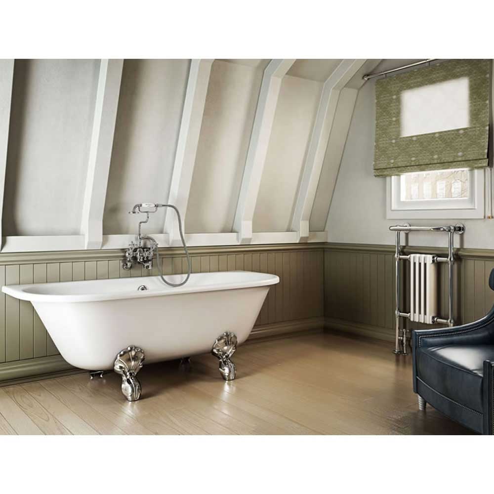Burlington Avantgarde Back to Wall Roll Top Bath with Luxury Feet - 1700 x 750mm