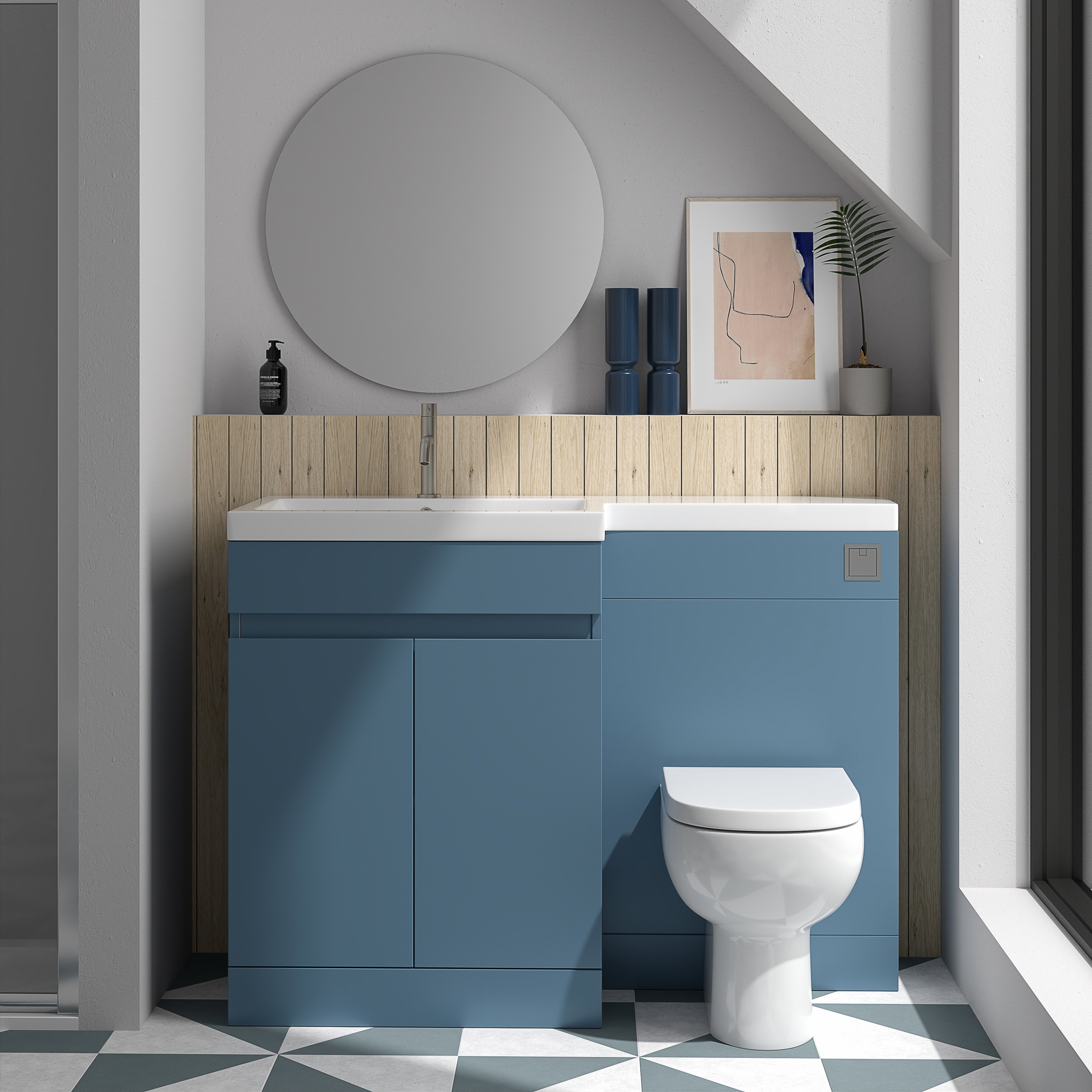 Dylan 1100mm Combination Basin & Toilet Unit - Matt Blue