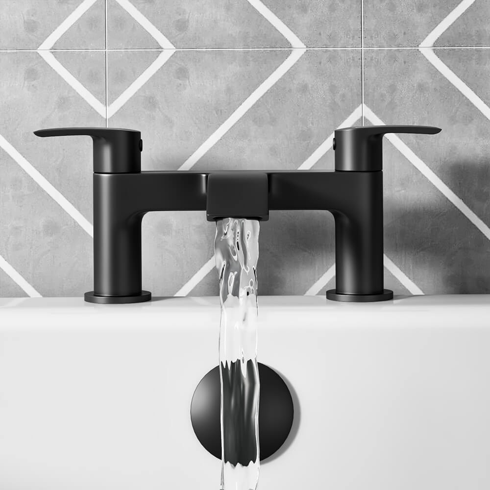 Vellamo Swift Matt Black Deck Mounted Bath Filler