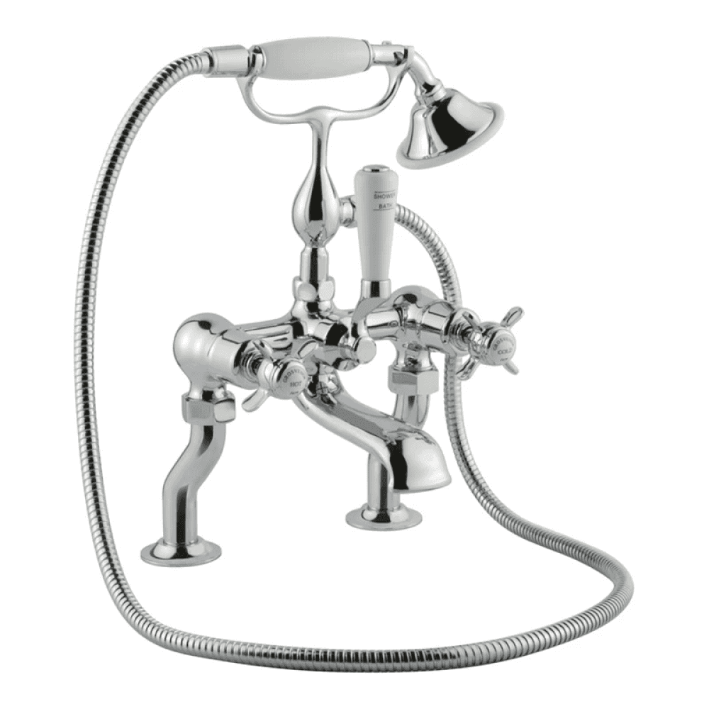 Butler & Rose Caledonia Cross Floor Standing Bath And Shower Mixer Tap With Shower Kit