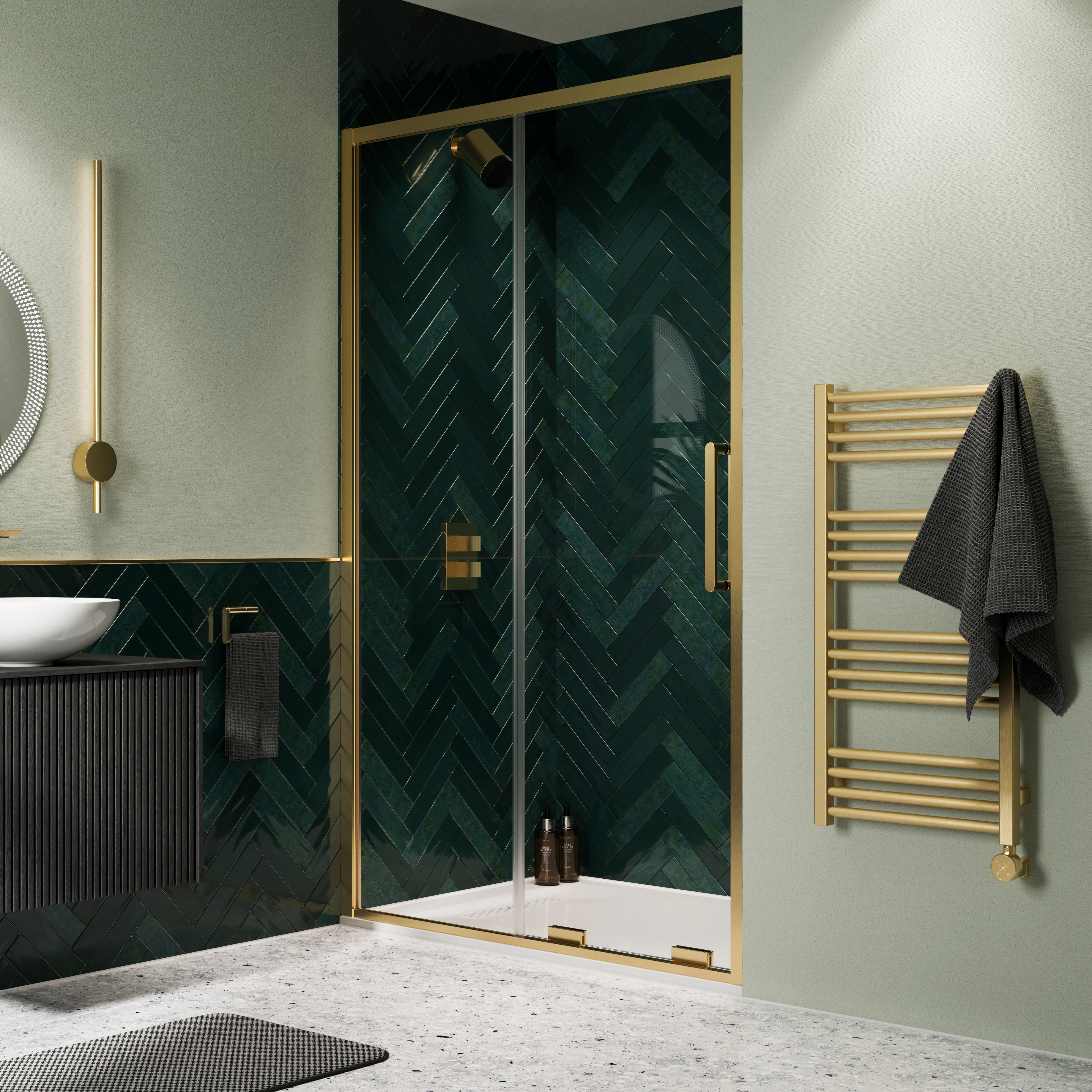 Crosswater MPRO Electric Brushed Brass Heated Towel Rail