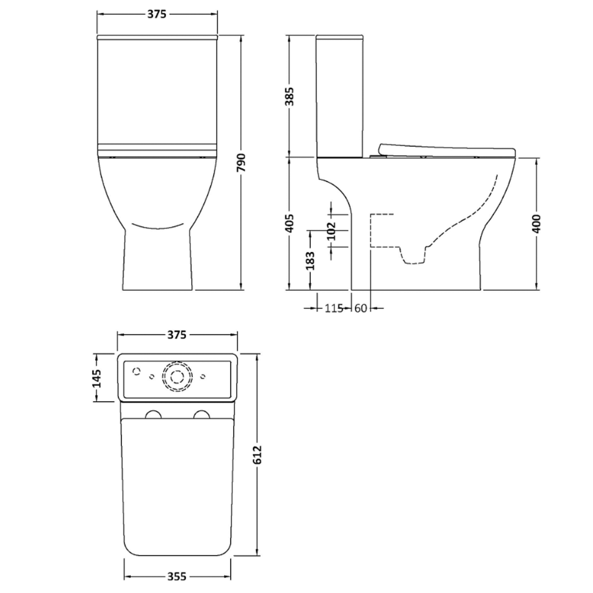 Emily Modern Bathroom Suite with Rimless Toilet & Front Bath Panel