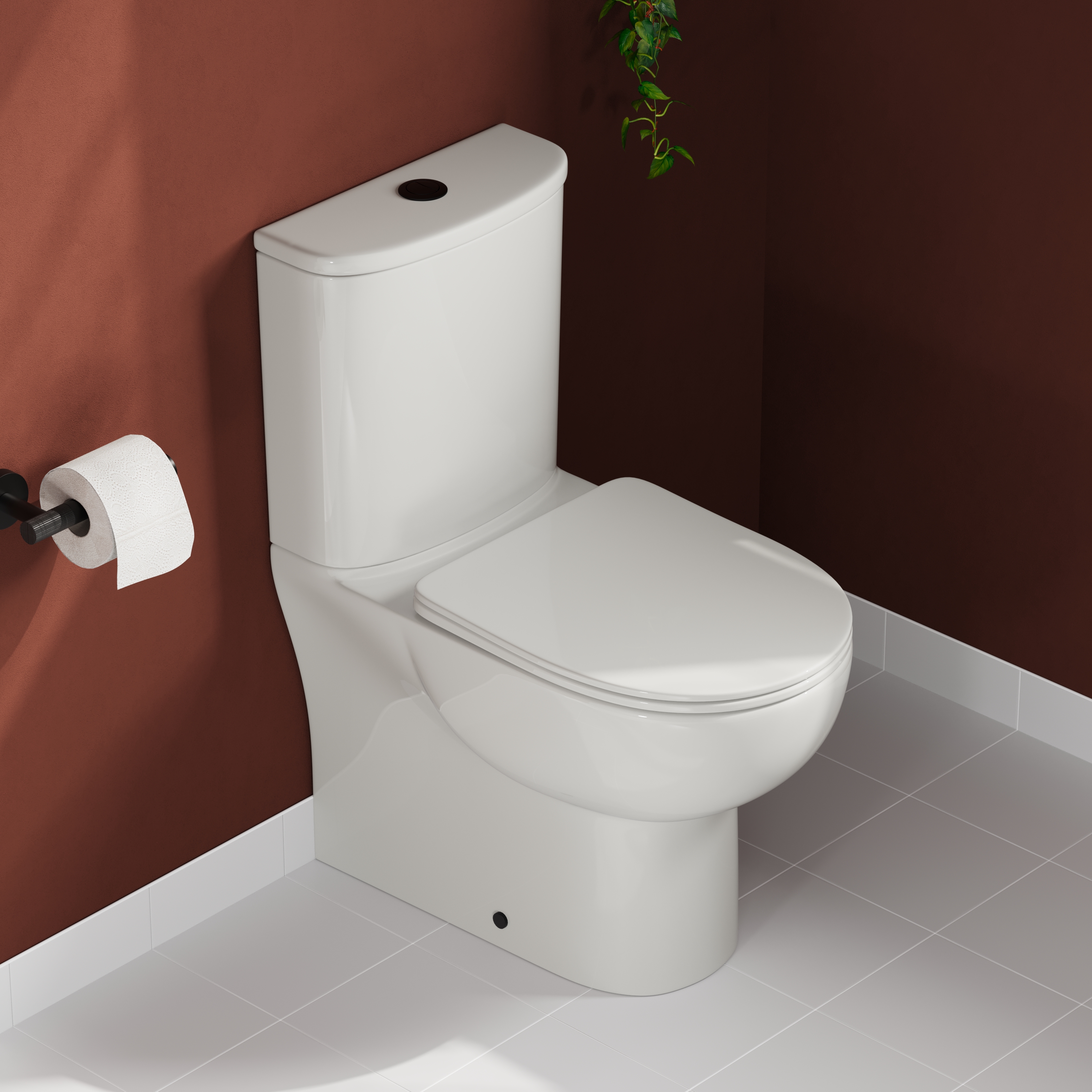 Harbour Serenity Rimless Back To Wall Close Coupled Toilet with Soft Close Seat