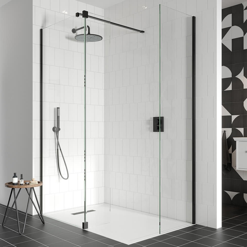 Crosswater Gallery 8 Walk In Shower Enclosure 8mm Panels with Multiple Configurations - Matt Black