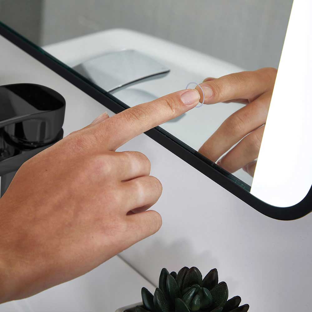 Vellamo LED Illuminated Matt Black Mirror with Demister Pad & Colour Change LEDs - 500 x 700mm & 1200 x 600mm