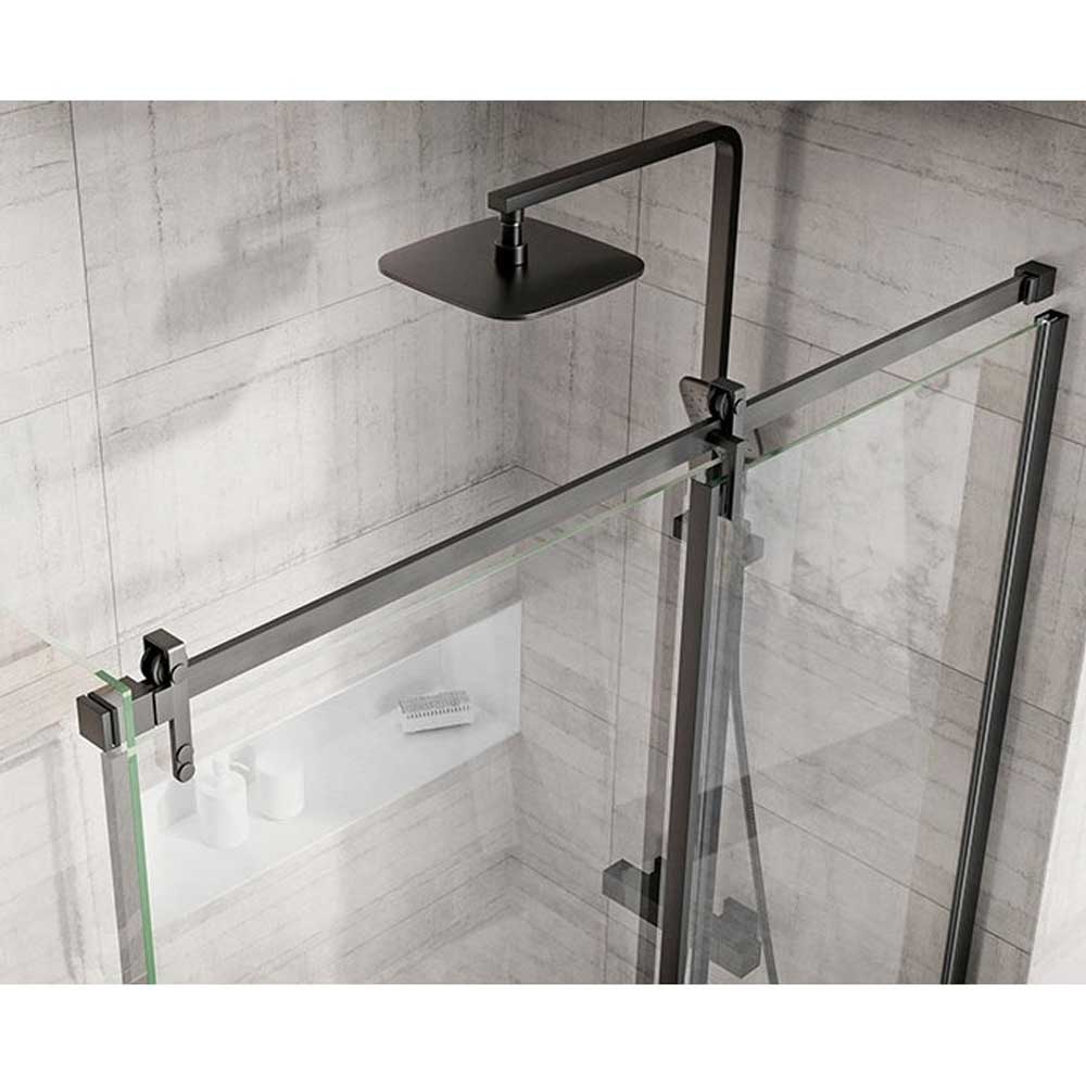 Harbour Icon Matt Black 8mm 2m Tall Easy Clean Sliding Shower Door & Optional Side Panel