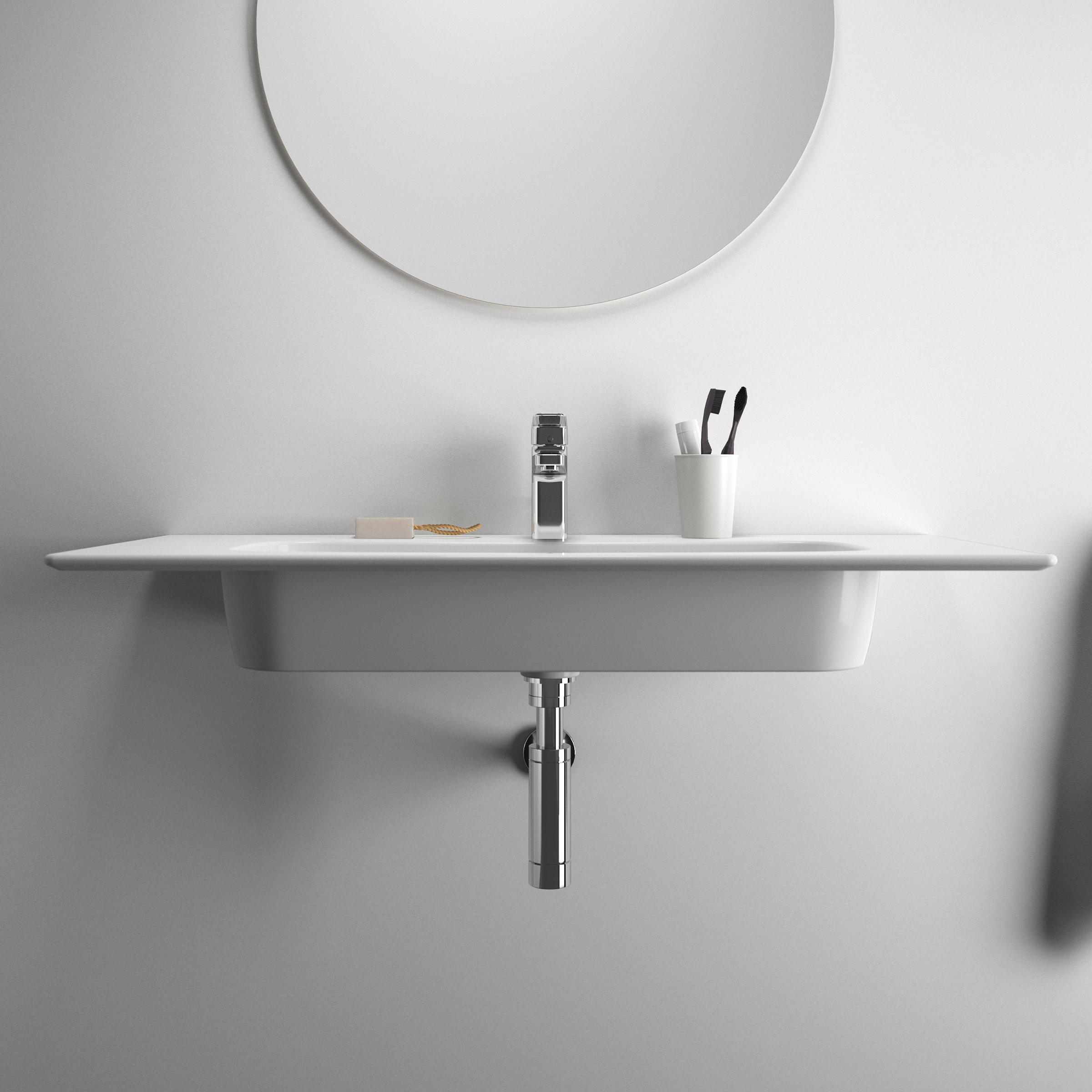 Ideal Standard i.life A Wall Hung Basin & Chrome Bottle Trap