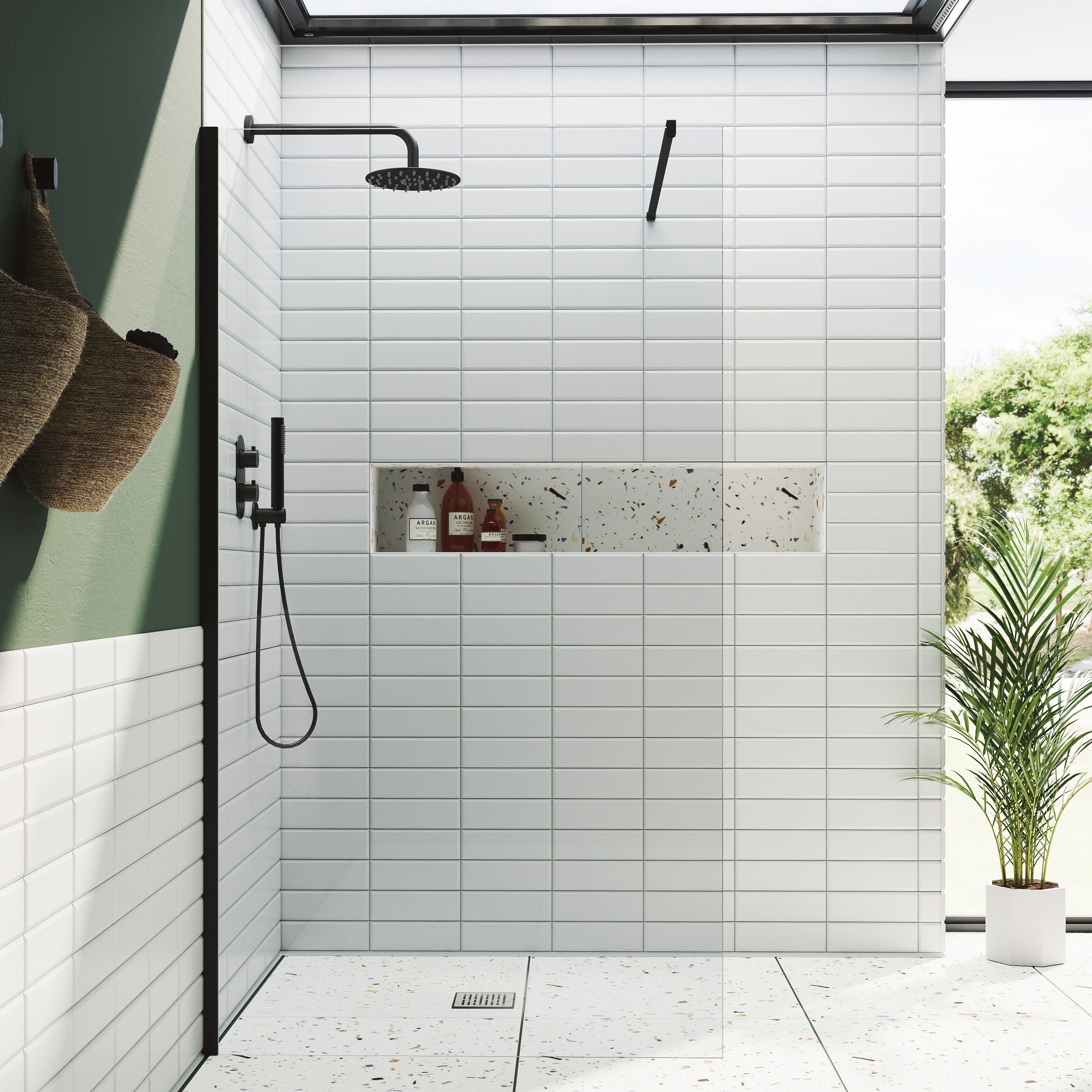Harbour i10 10mm Easy Clean 2m Tall Wetroom Panel - Matt Black