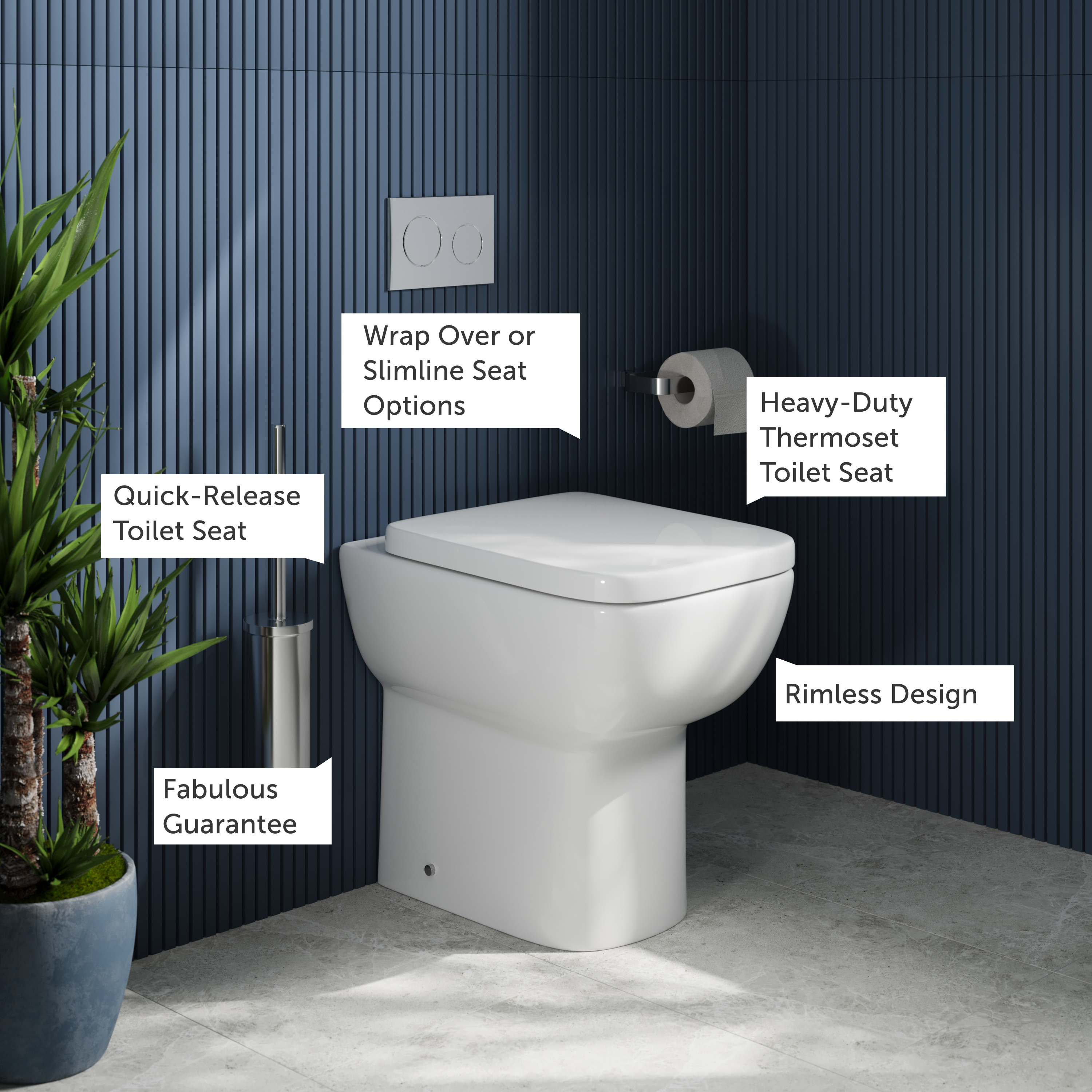 Harbour Icon Rimless Back to Wall Comfort Height Toilet & Soft Close Seat