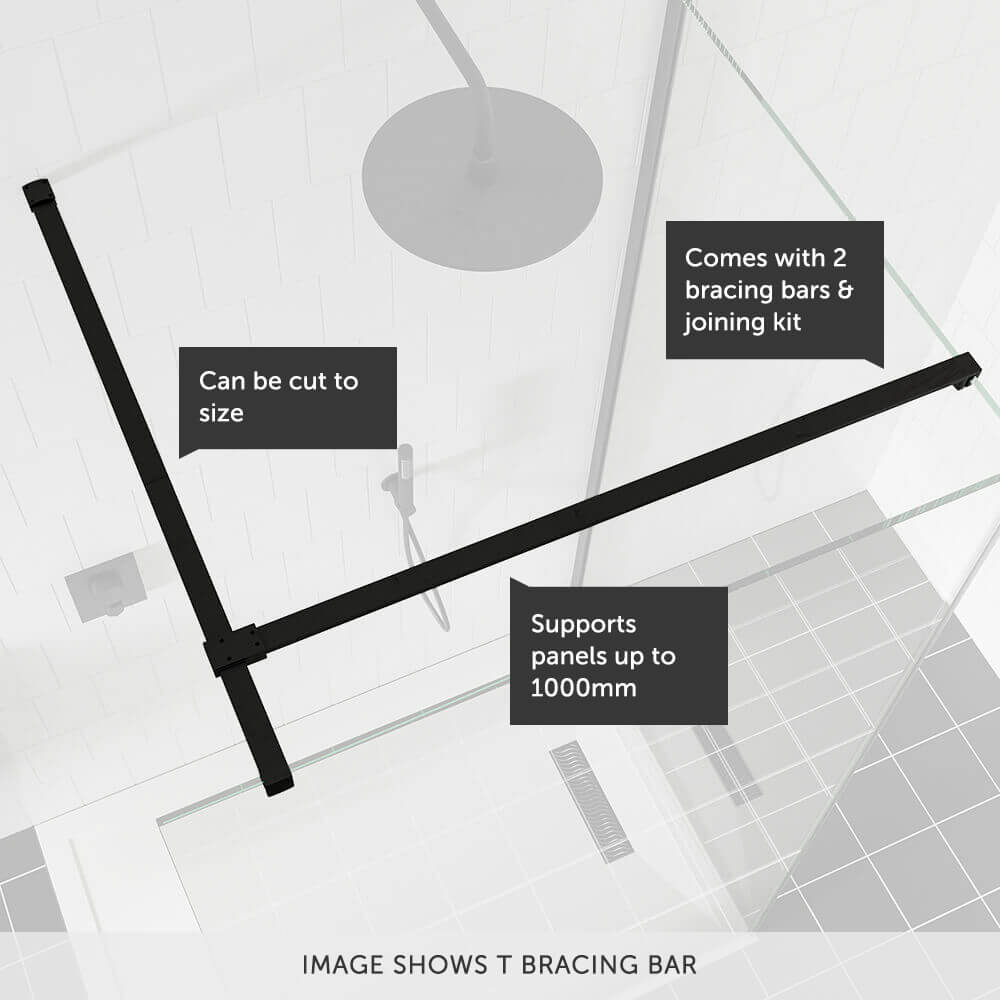 Crosswater Gallery 8 Walk In Shower Enclosure 8mm Panels with Multiple Configurations - Matt Black