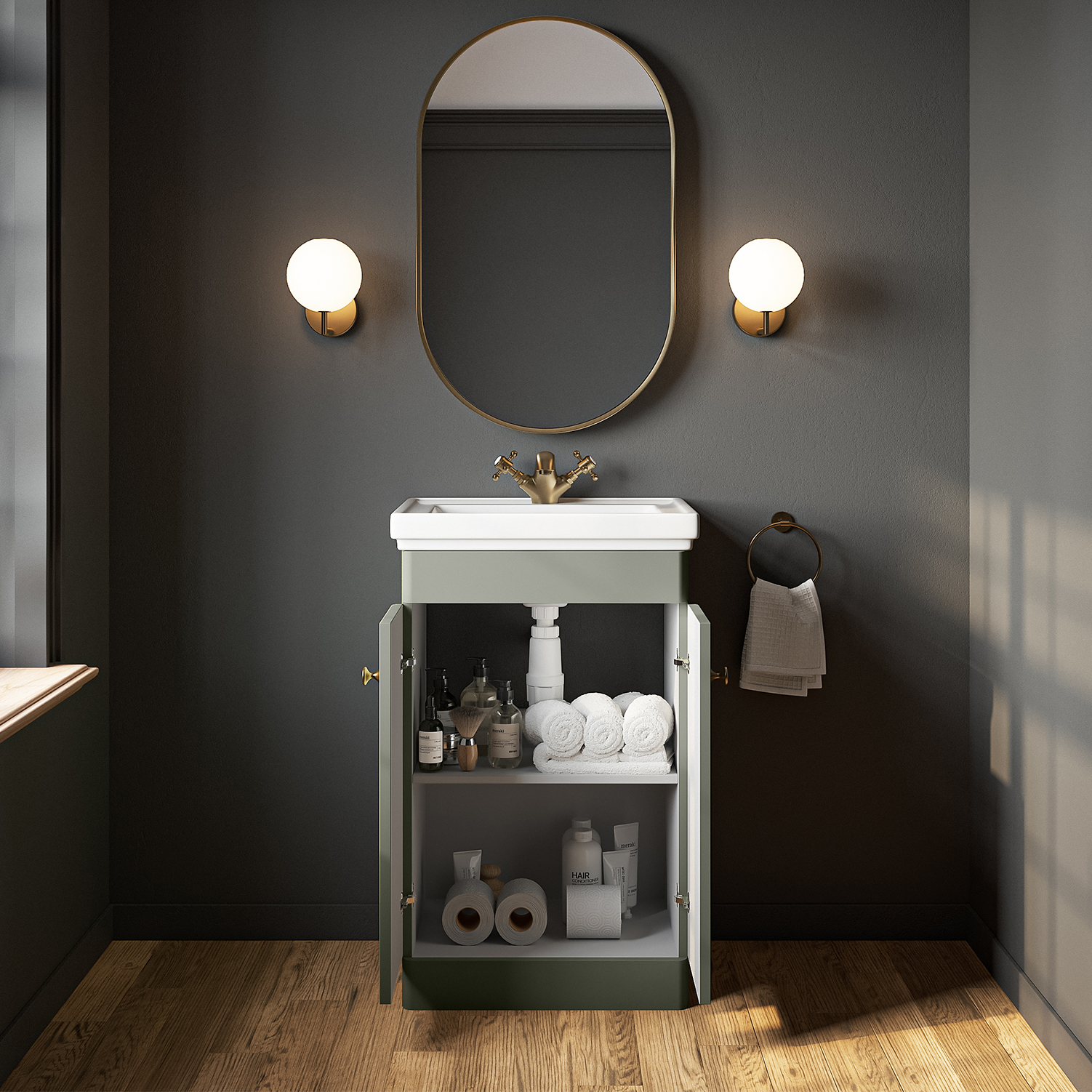 Butler & Rose Ophelia 500mm Floorstanding 2 Door Vanity Unit & Basin