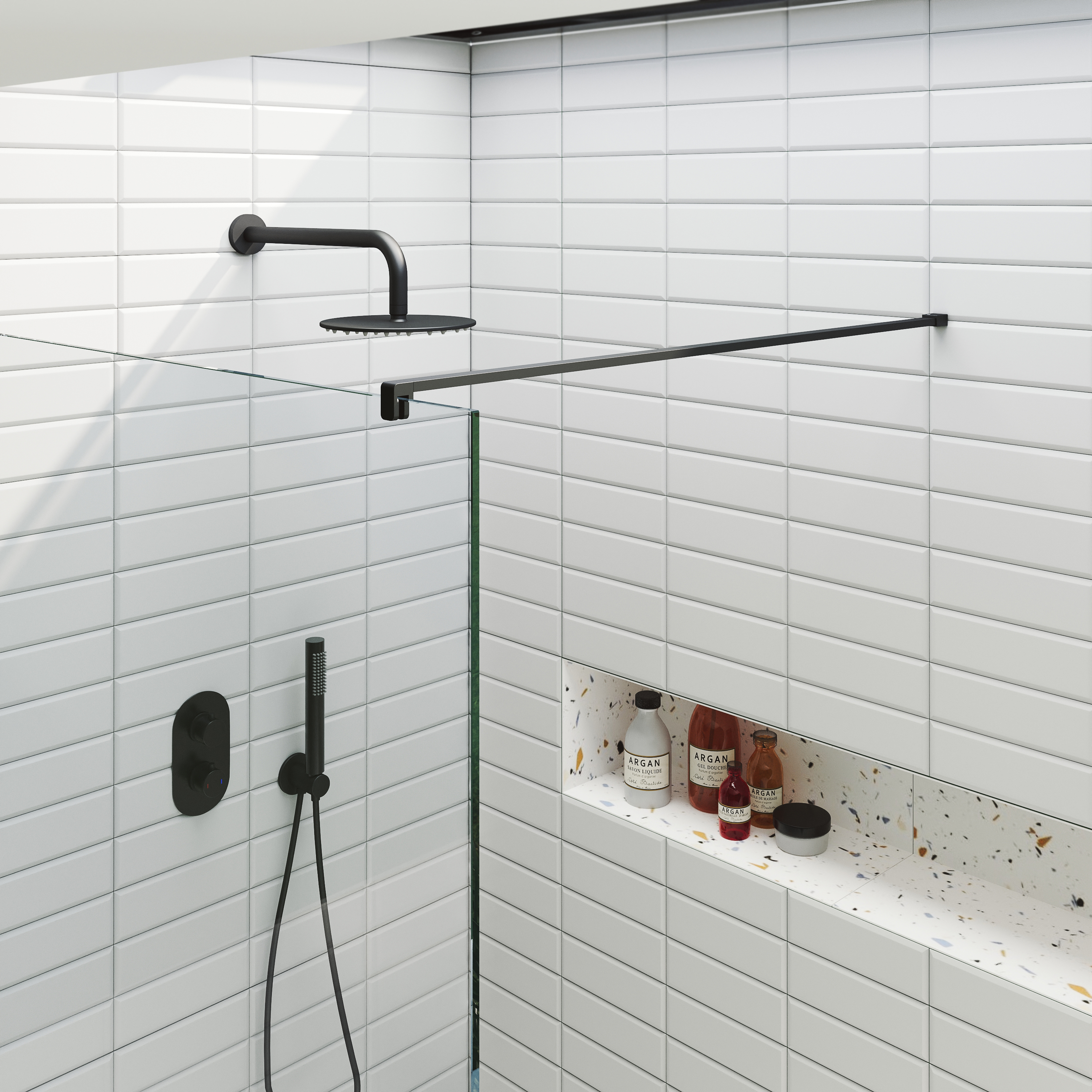 Harbour i10 10mm Easy Clean 2m Tall Wetroom Panel - Matt Black