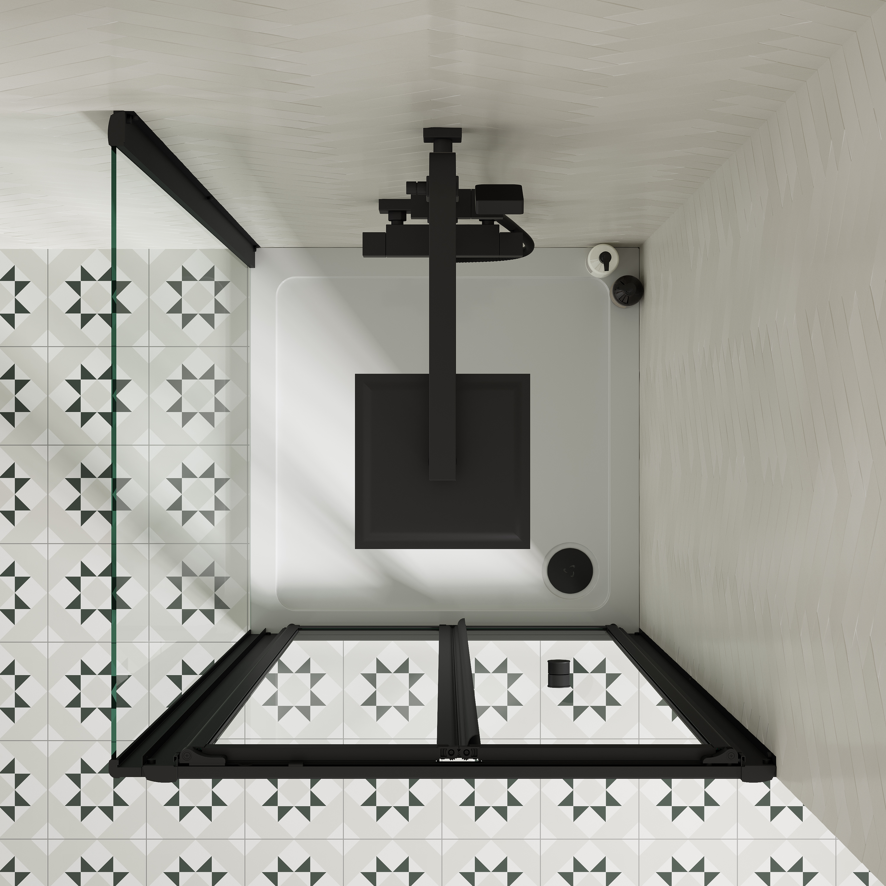 Harbour Primrose 4mm Matt Black Bi-Fold Shower Door & Optional Side Panel