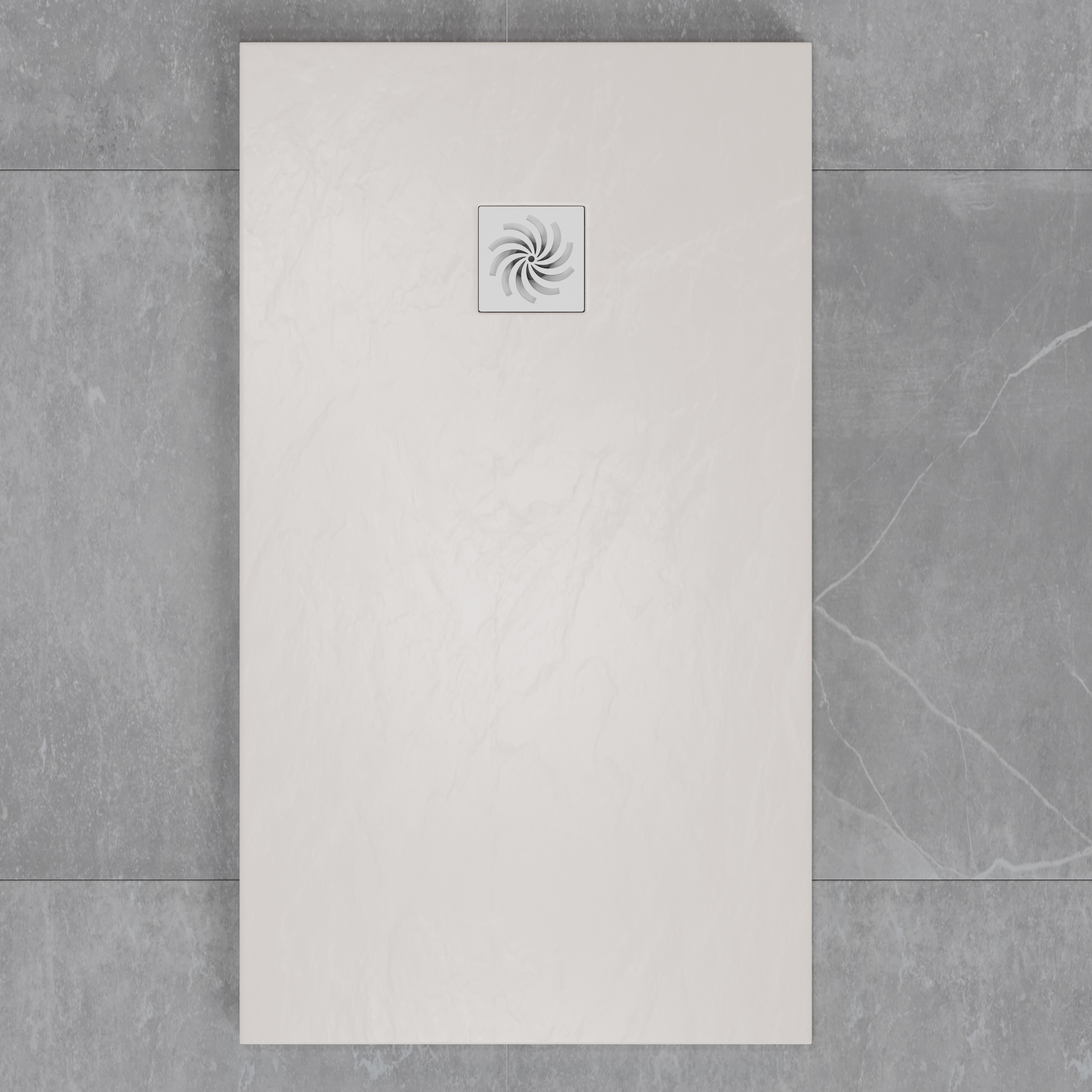 Drench Naturals White Thin Slate-Effect Rectangular Shower Tray - 11 Sizes