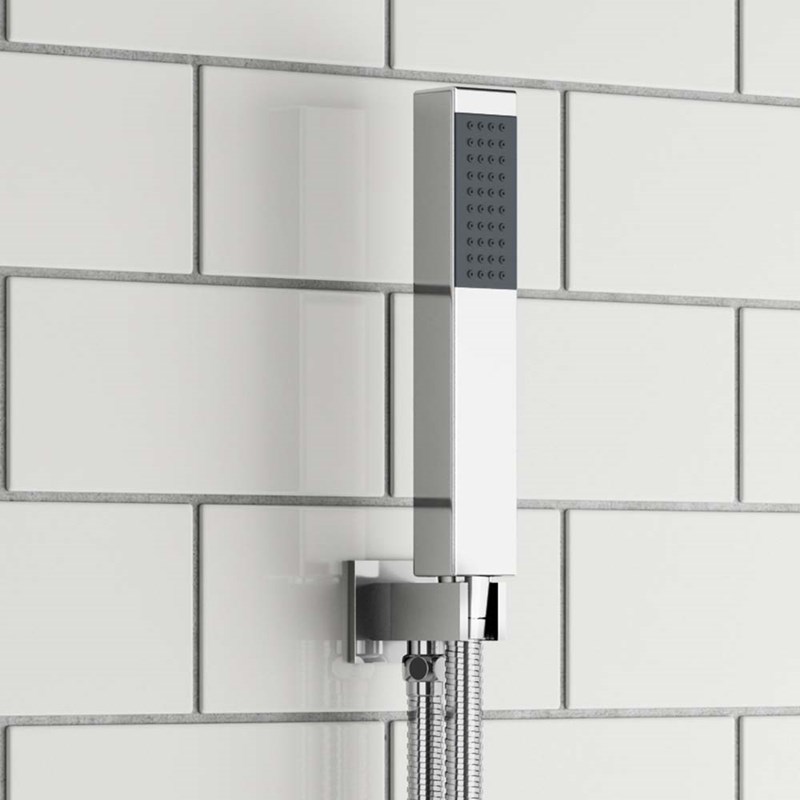 Vellamo Square Shower Handset, Wall Bracket & Hose