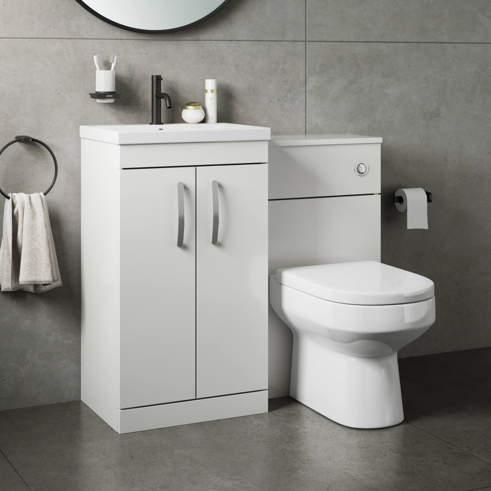 Emily 1000mm Combination Bathroom Toilet & Sink Unit - White Gloss