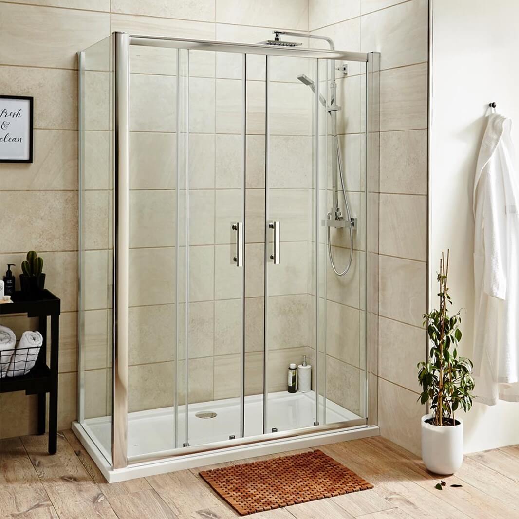 Harbour Primrose Easy Clean 6mm Double Sliding Shower Door & Optional Side Panel