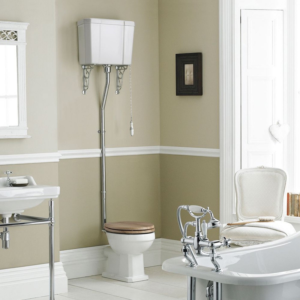 Butler & Rose Catherine High Level Toilet with Pan, Cistern & Flush Pipe Kit