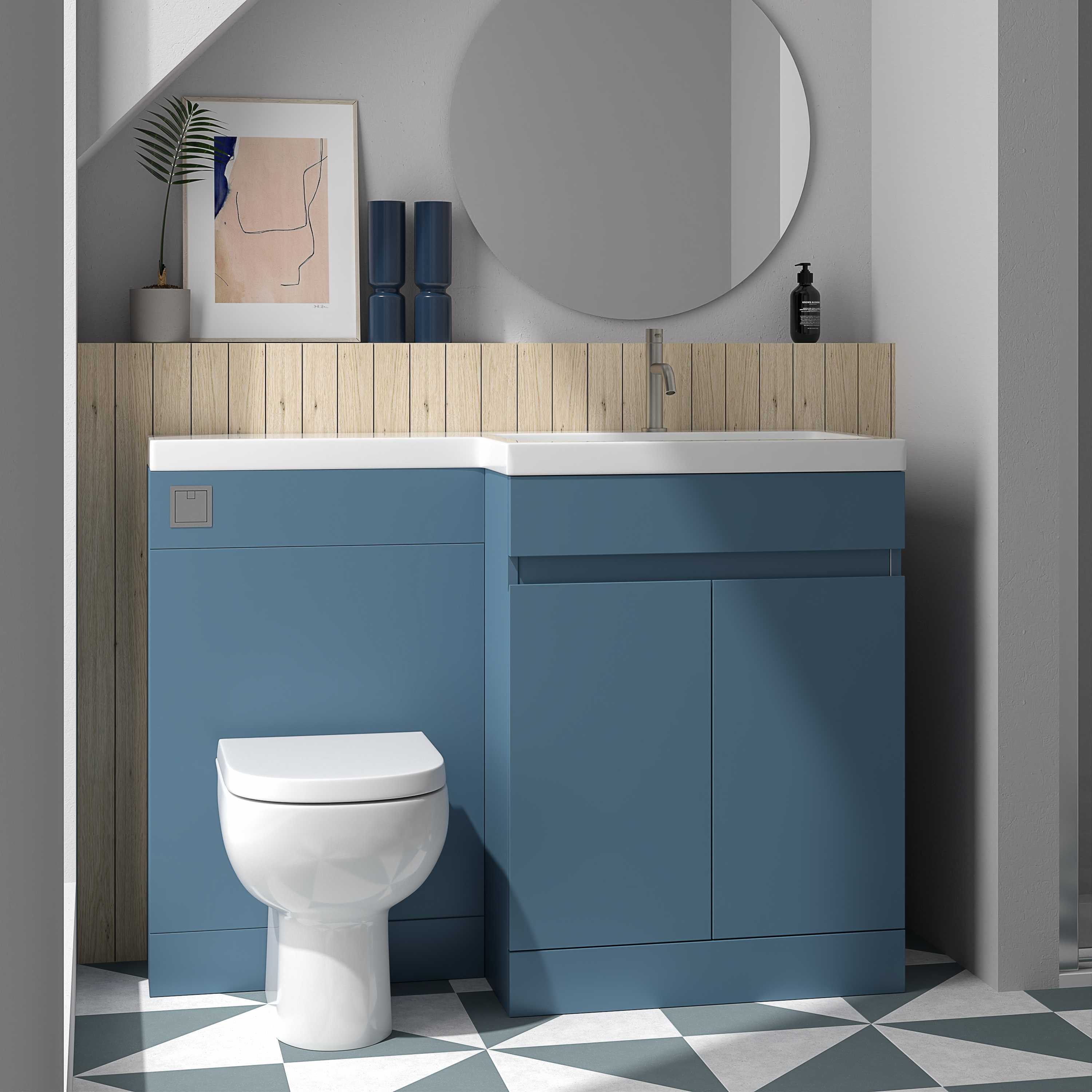 Dylan 1100mm Combination Basin & Toilet Unit - Matt Blue