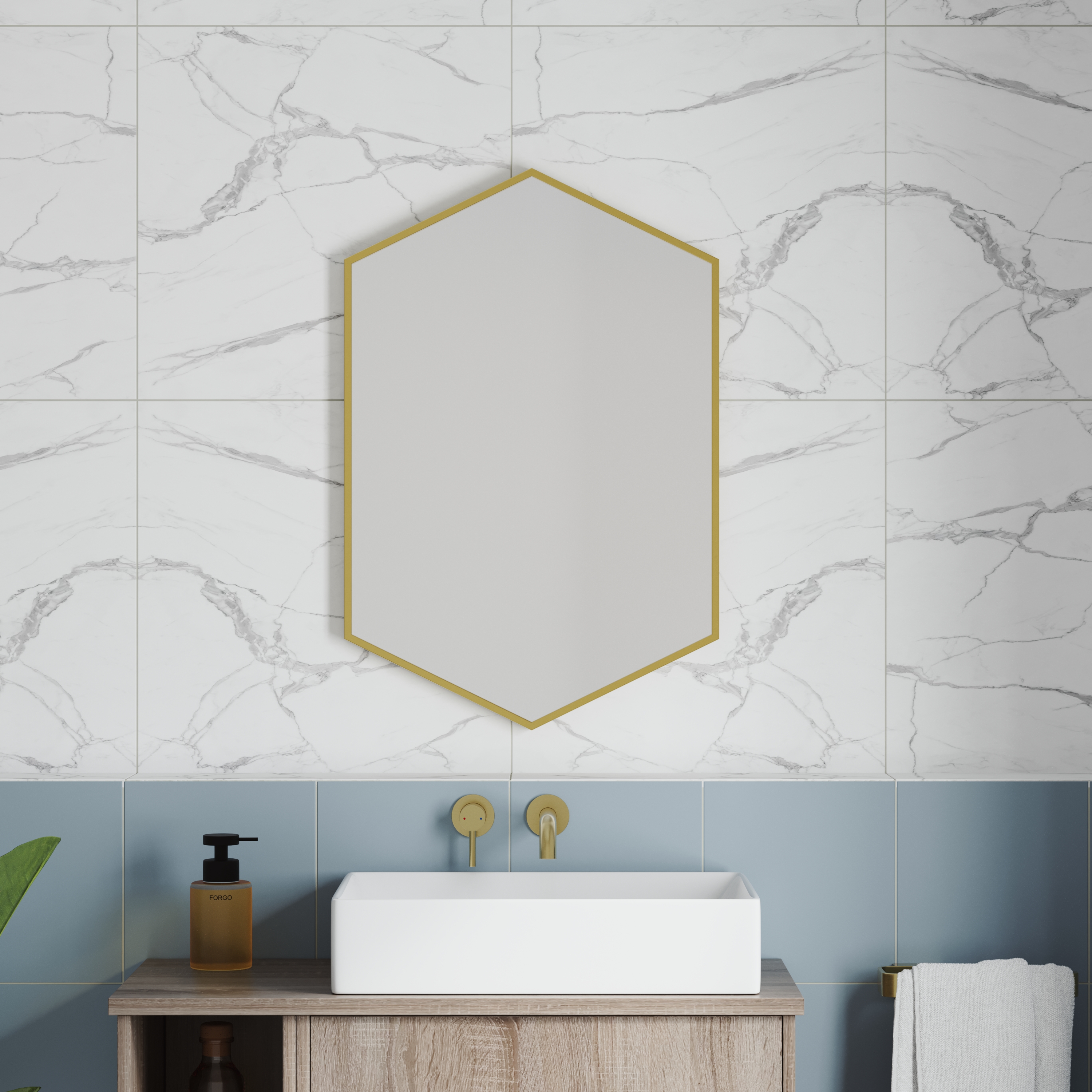 Vellamo Wonder Hexagonal Framed Mirror - 500 x 750mm