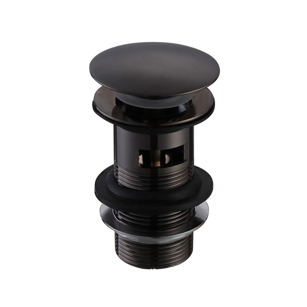 Vellamo Matt Black Dome Clicker Basin Waste - Slotted