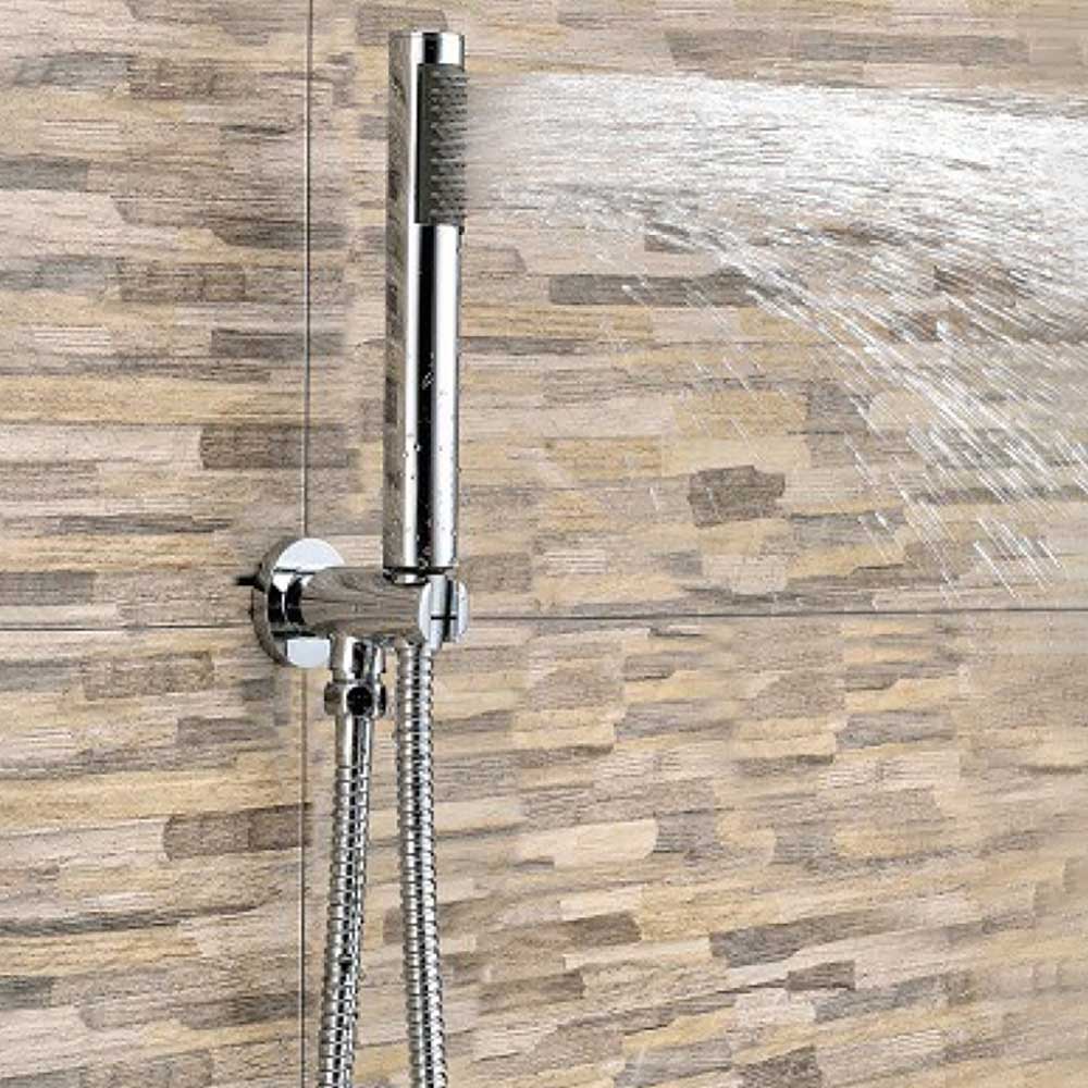 Vellamo Round Shower Handset, Wall Bracket & Hose