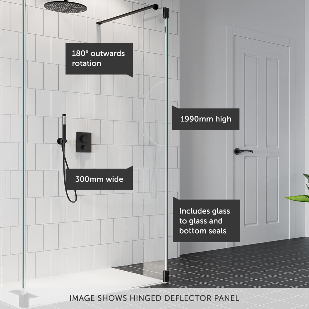 Crosswater Gallery 8 Walk In Shower Enclosure 8mm Panels with Multiple Configurations - Matt Black