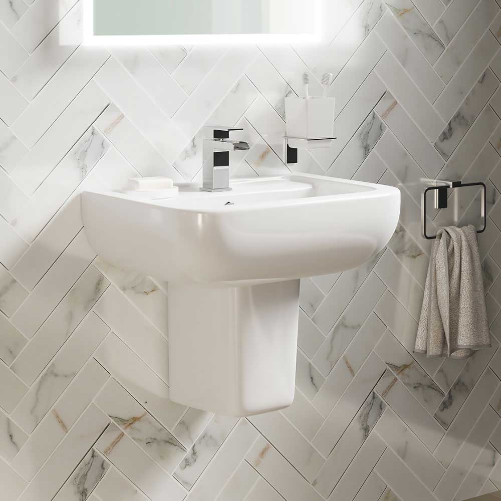 Harbour Icon 550mm 1 Tap Hole Basin & Semi Pedestal