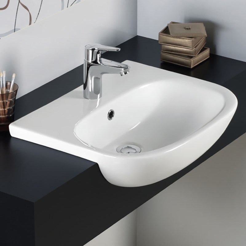 RAK Tonique 520mm Semi Recessed Basin with 1 Tap Hole