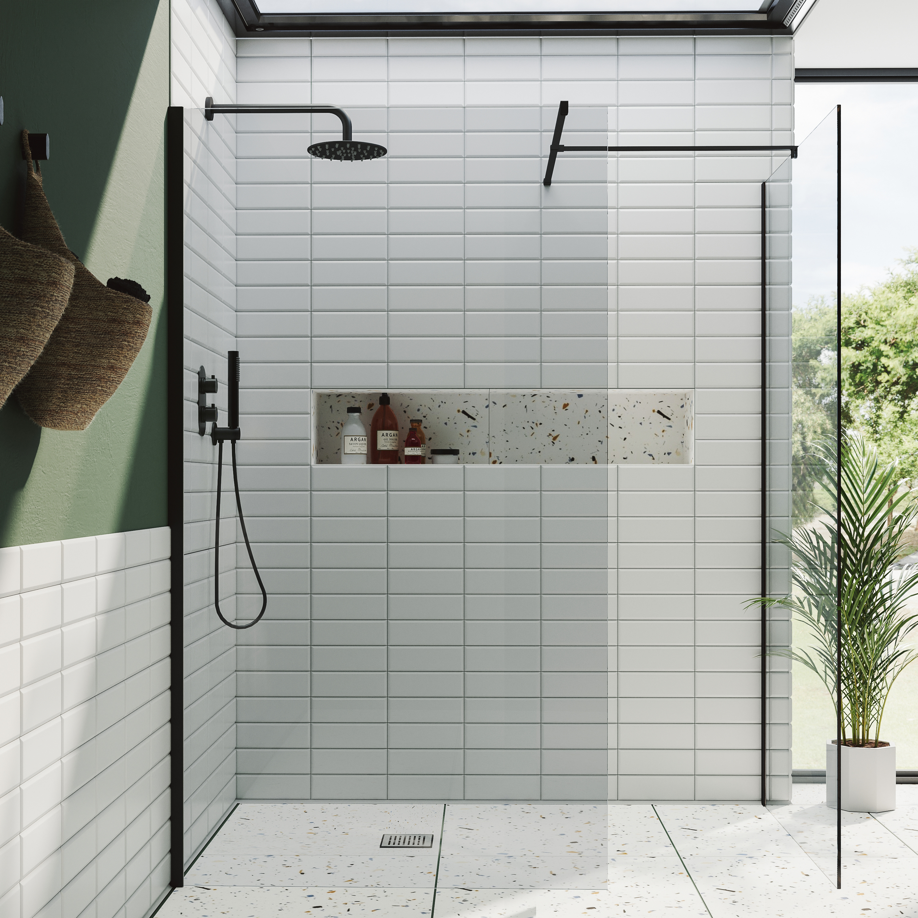 Harbour i10 10mm Easy Clean 2m Tall Wetroom 2 Panel Pack - Matt Black