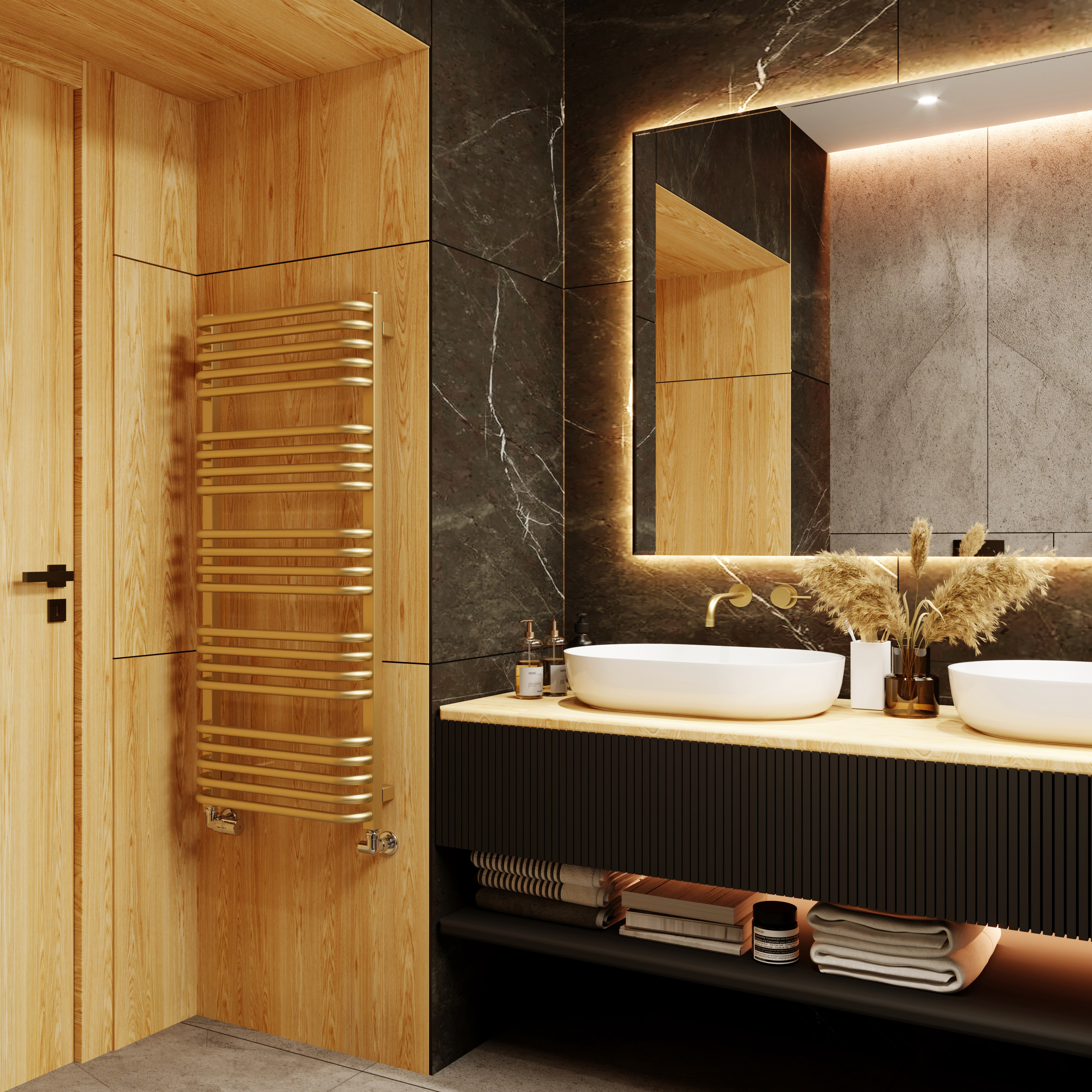 Terma Alex Ladder Heated Towel Rail - Brushed Brass - 1140 x 500mm