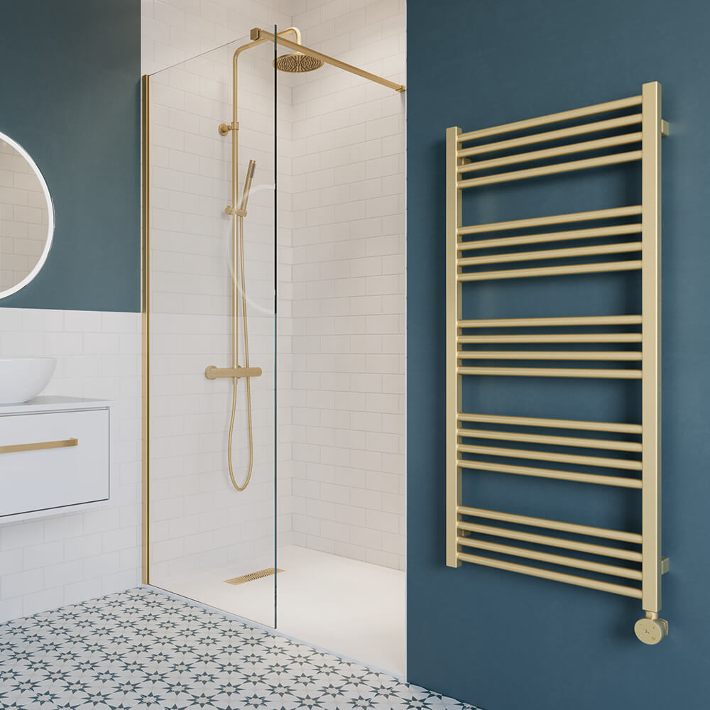 Crosswater MPRO Electric Brushed Brass Heated Towel Rail