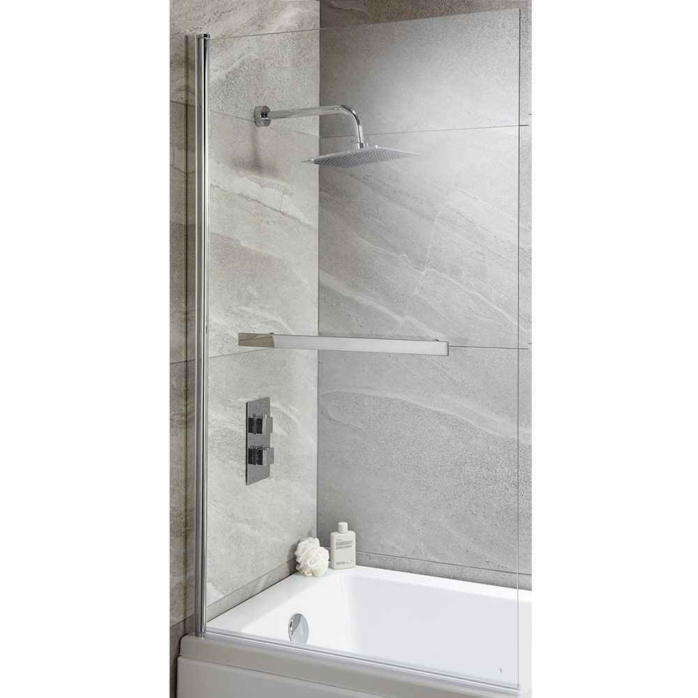 Harbour i6 Easy Clean 6mm Square Bath Screen & Towel Rail - 1400 x 800mm