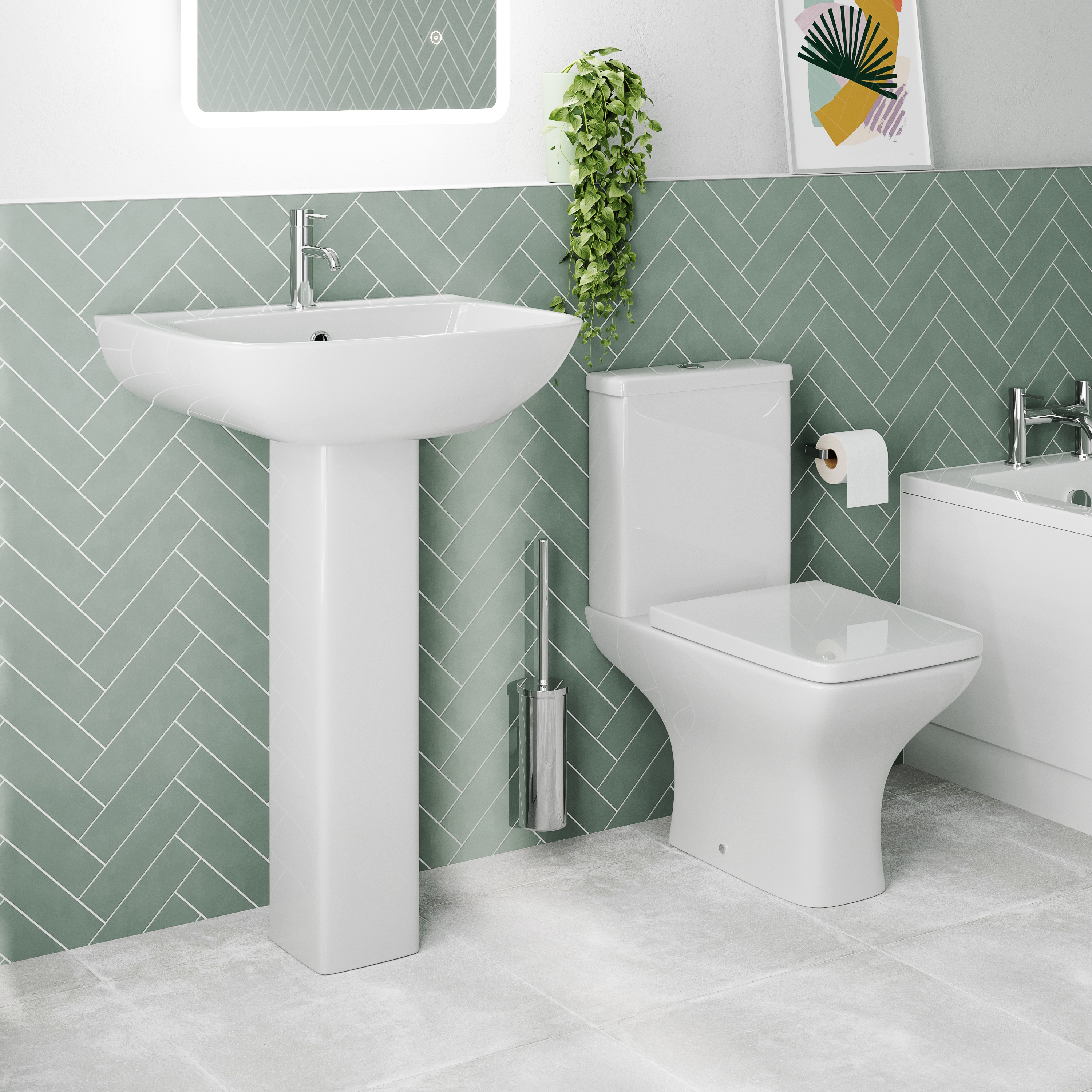 Emily Modern Bathroom Suite with Rimless Toilet & Front Bath Panel