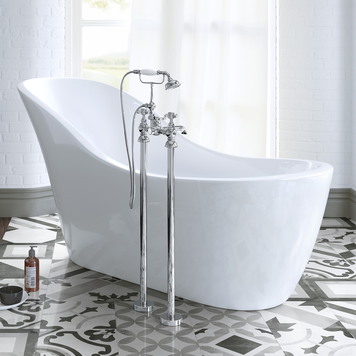 Butler & Rose Harrogate Freestanding Bath Shower Mixer with Shower Kit