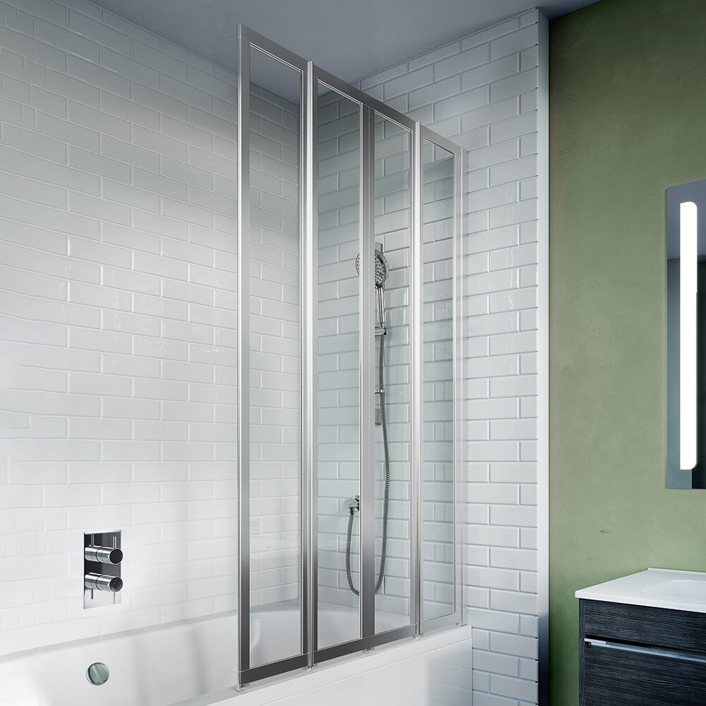 Crosswater Kai 6 Easy Clean Four Panel Fully Folding Bath Screen - 1502 x 805mm