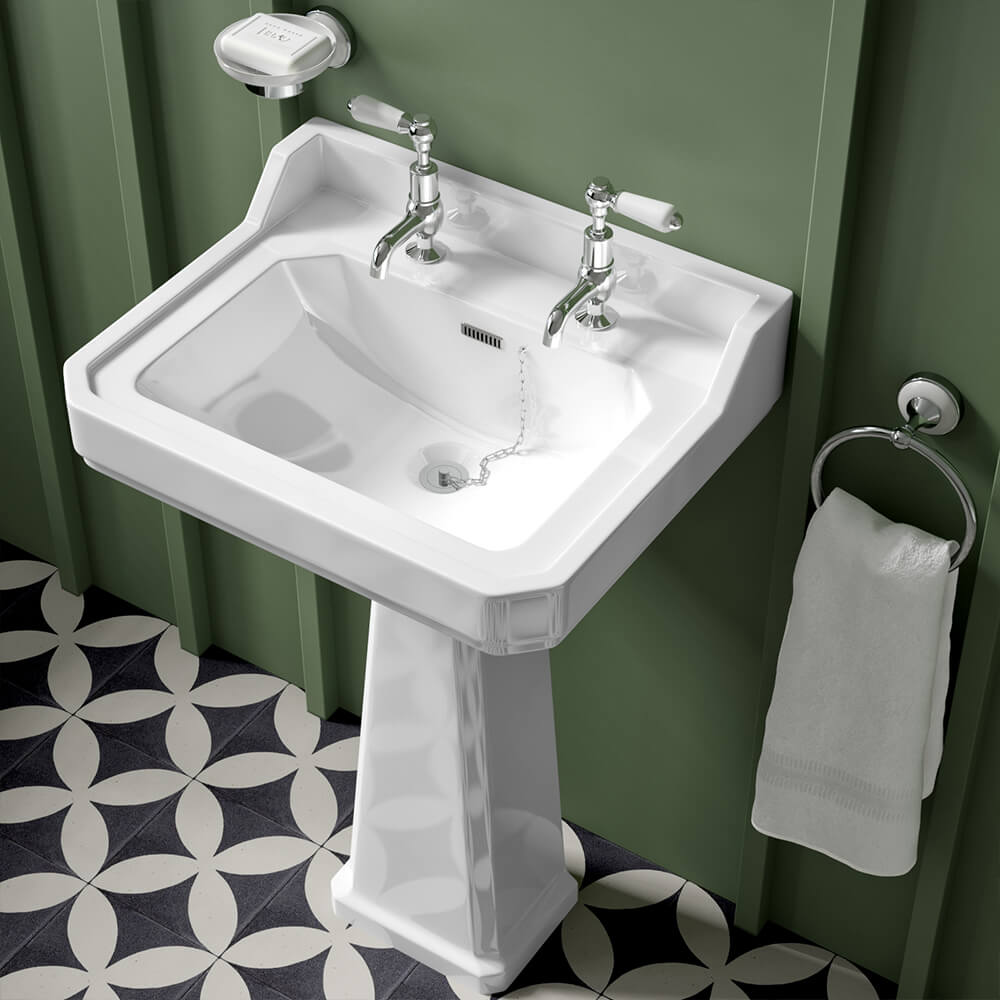 Butler & Rose Catherine 560mm Full Pedestal & Basin - 2 Tap Hole