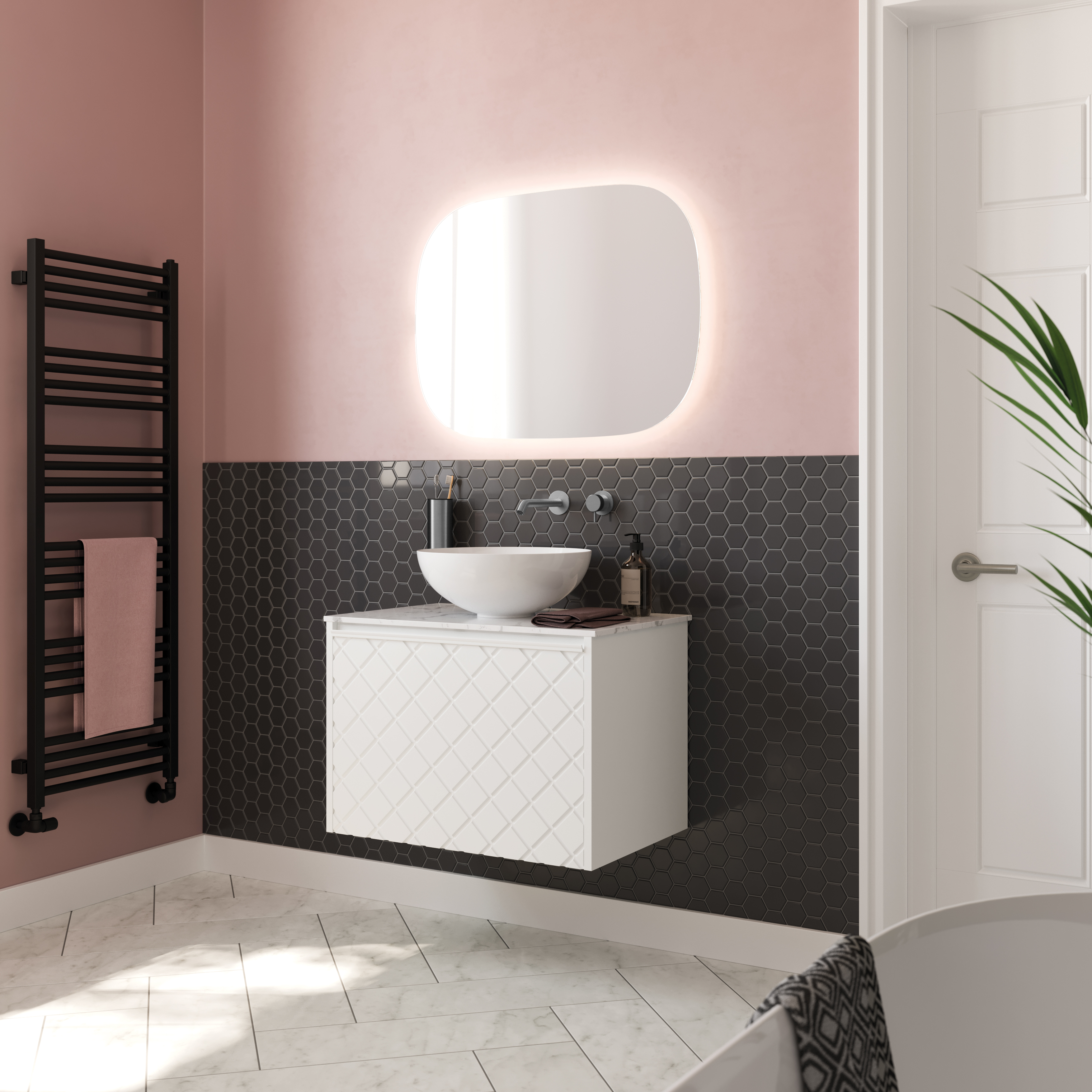 Crosswater Vergo 700mm Wall Hung Single Crosshatch Drawer Vanity Unit & Countertop Options