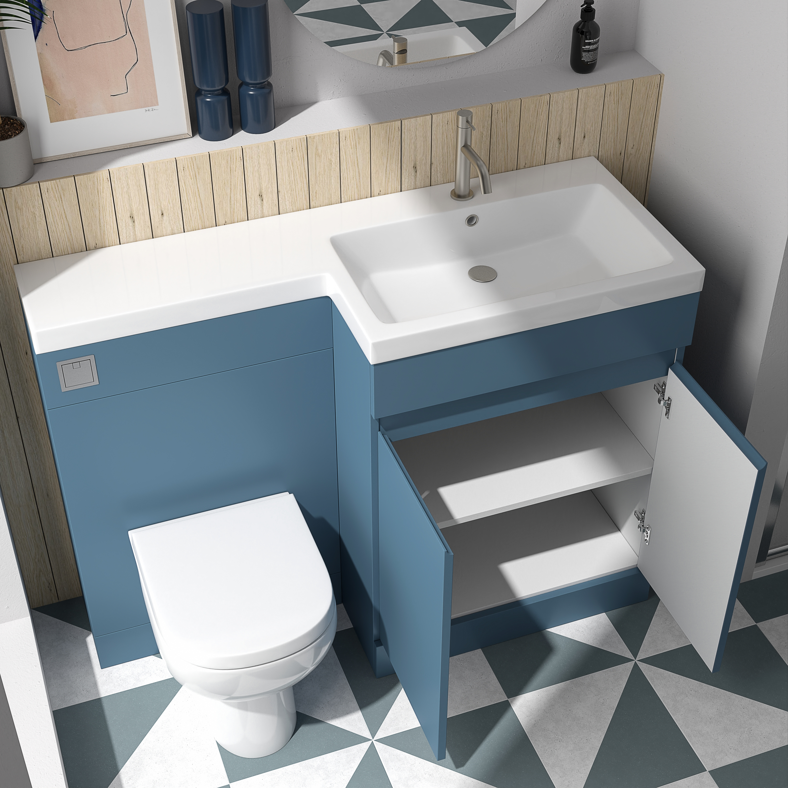 Dylan 1100mm Combination Basin & Toilet Unit - Matt Blue