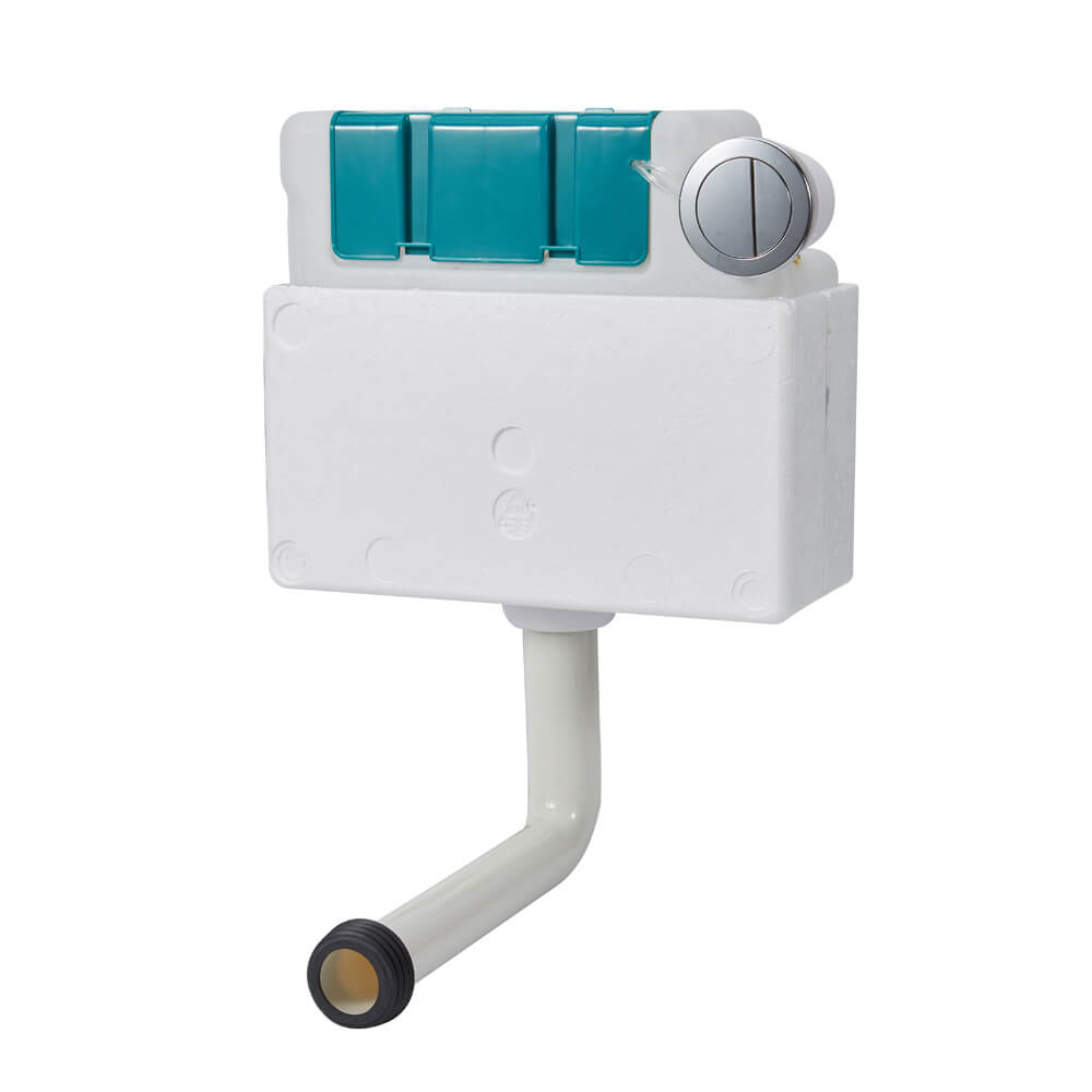Harbour Pneumatic Dual Flush Concealed Cistern with Polystyrene Jacket & Chrome Button