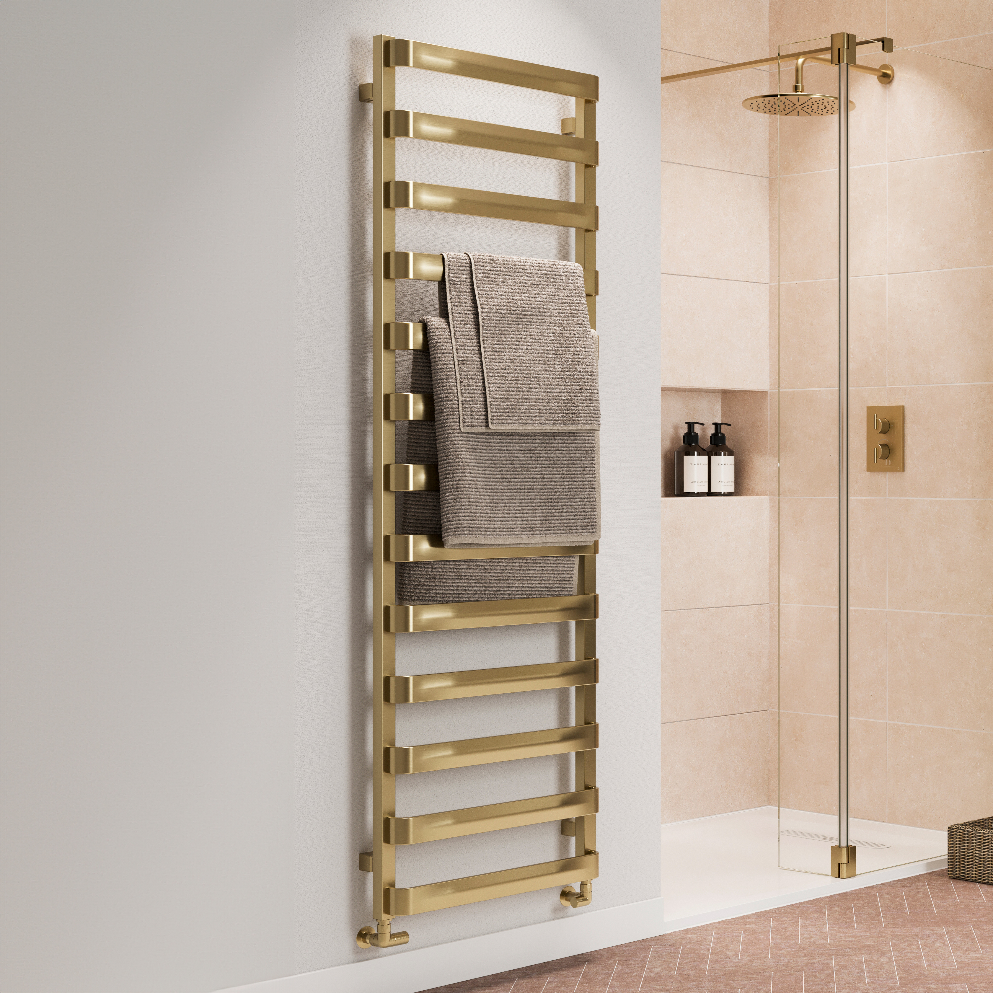 Crosswater Air Heated Towel Rail 500 x 1630mm - Brushed Brass