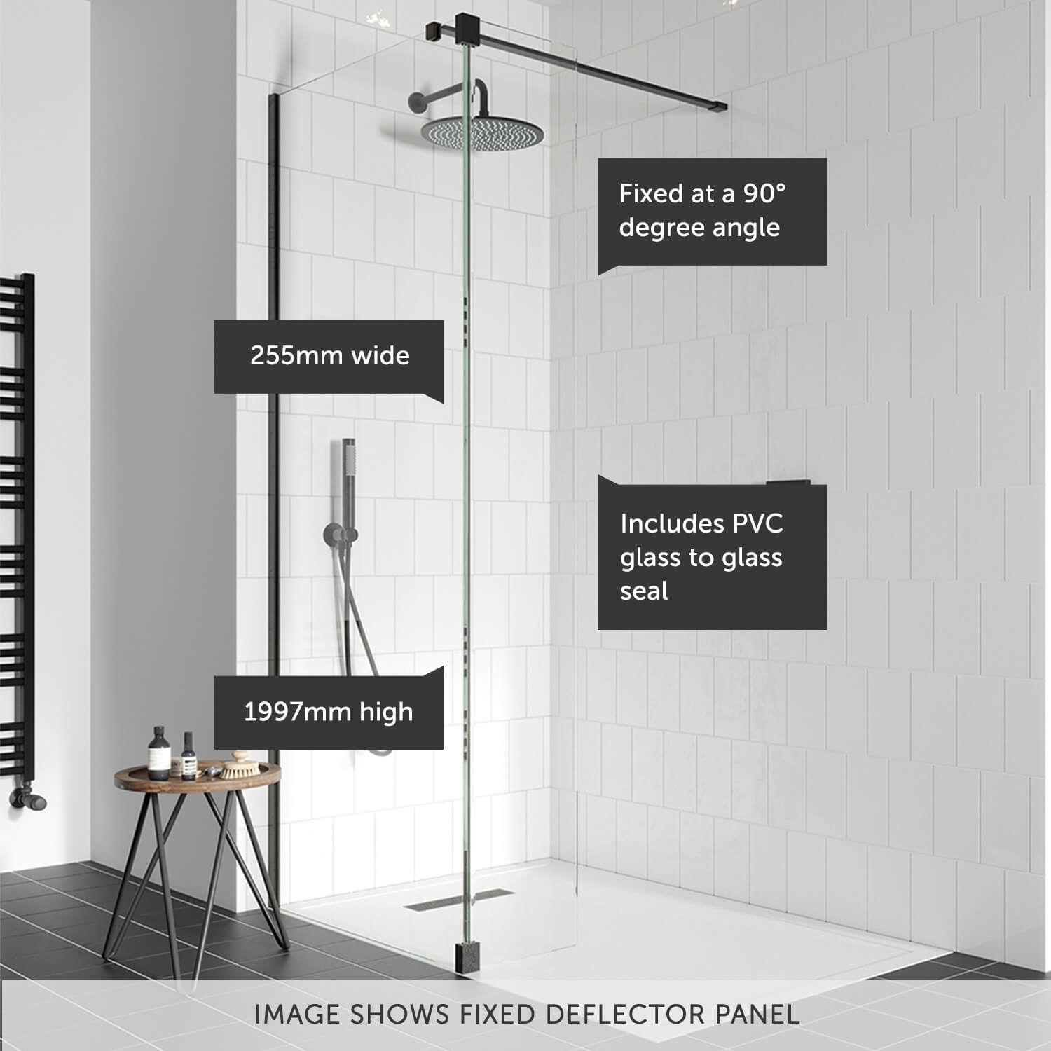 Crosswater Gallery 8 Walk In Shower Enclosure 8mm Panels with Multiple Configurations - Matt Black