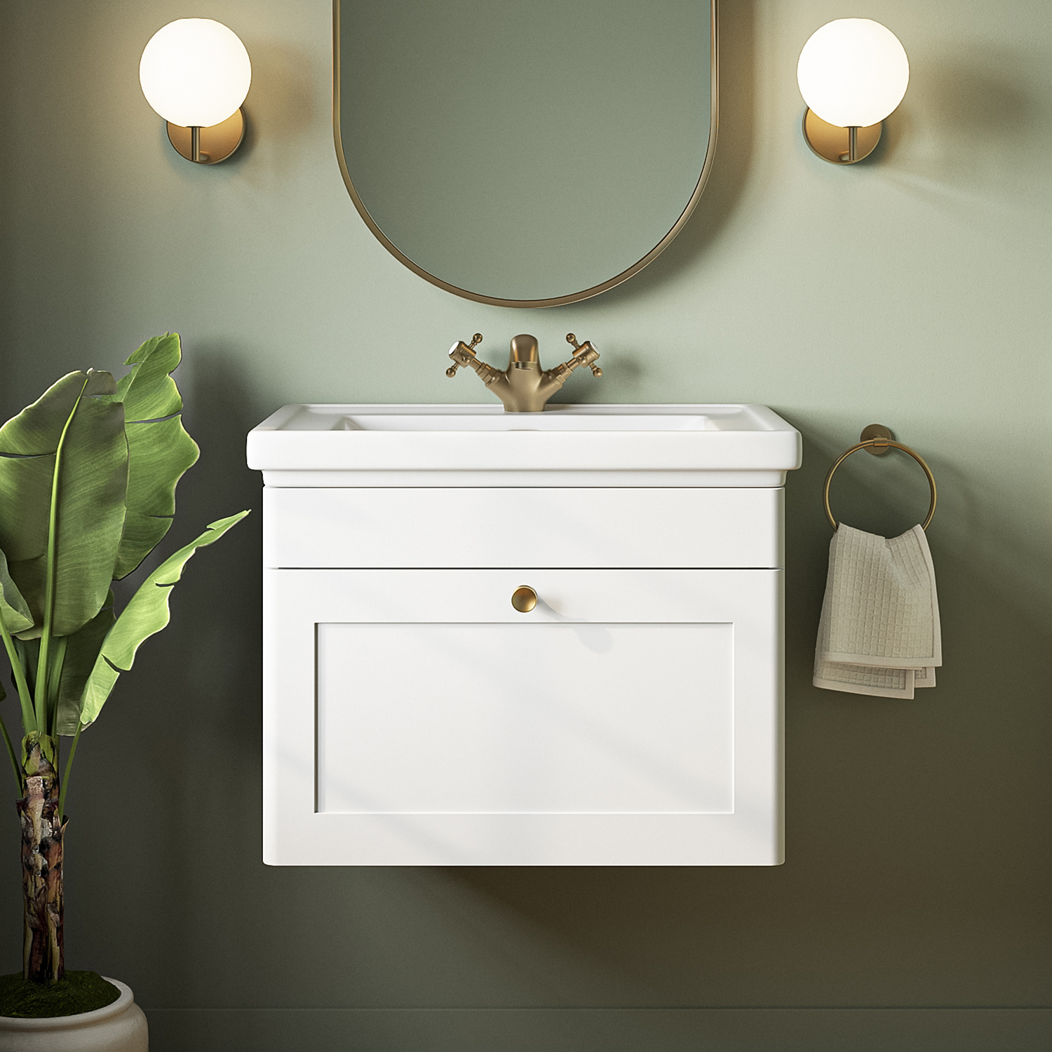 Butler & Rose Ophelia Traditional Toilet & 600mm Wall Hung Vanity Unit Bathroom Suite