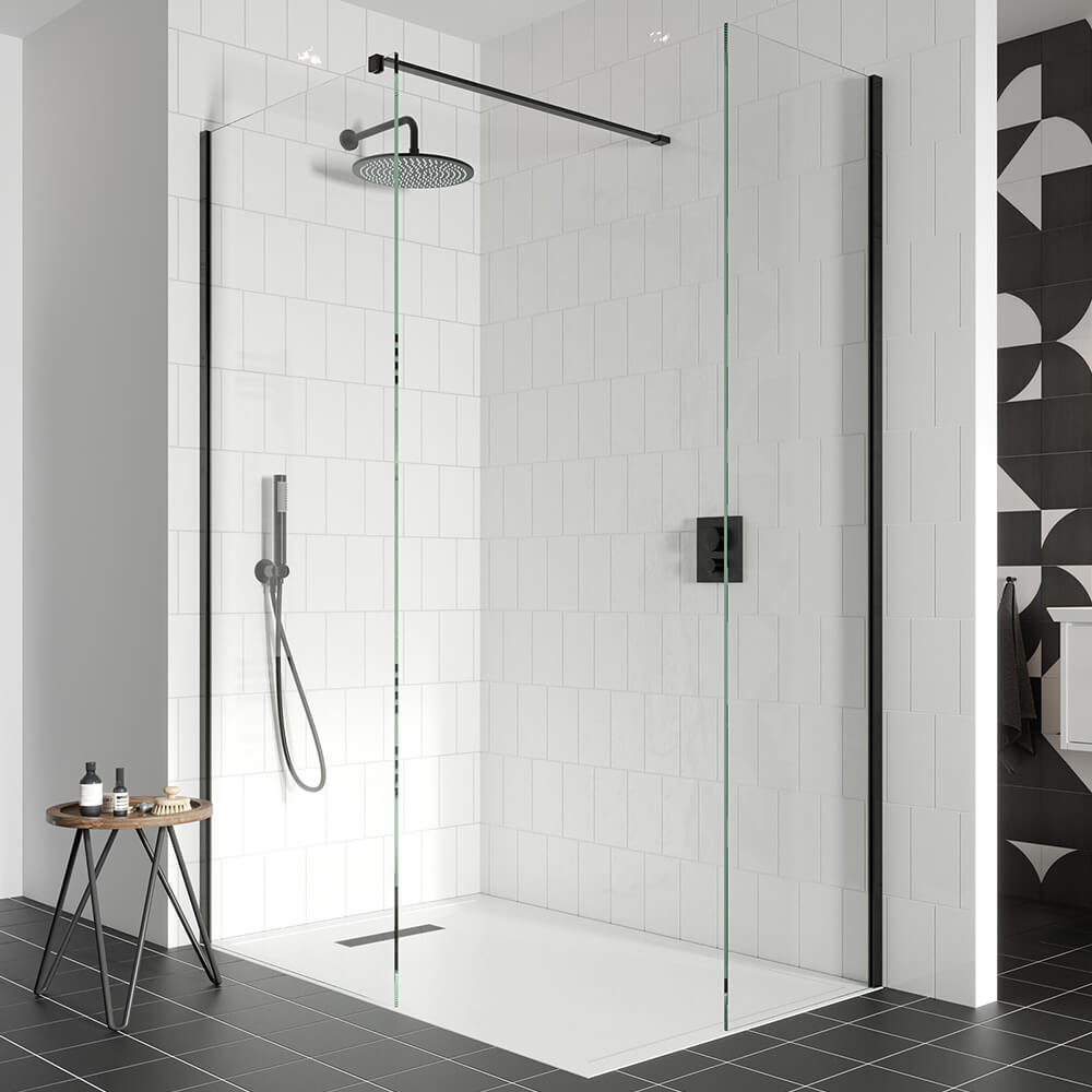 Crosswater Gallery 8 Walk In Shower Enclosure 8mm Panels with Multiple Configurations - Matt Black