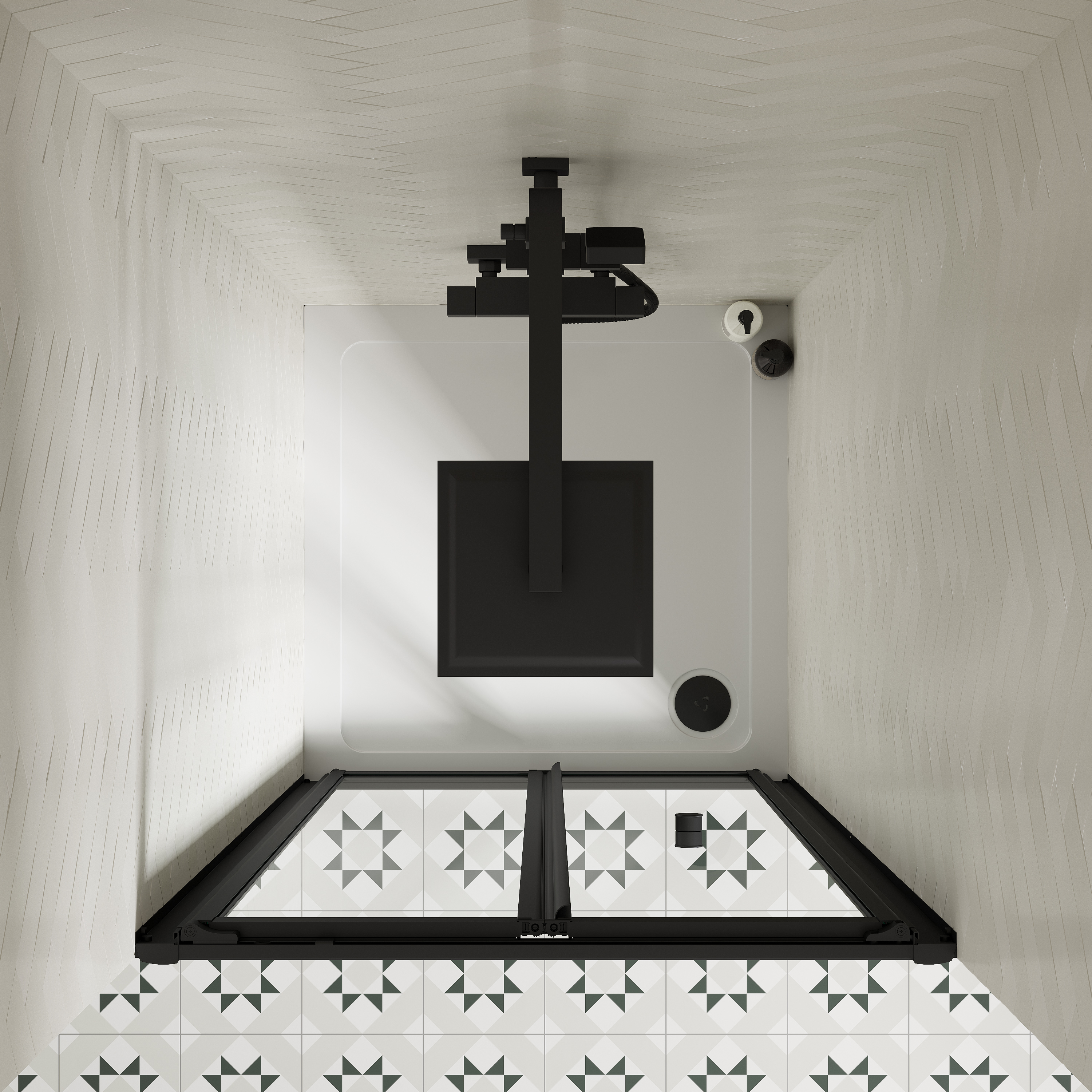 Harbour Primrose 4mm Matt Black Bi-Fold Shower Door & Optional Side Panel