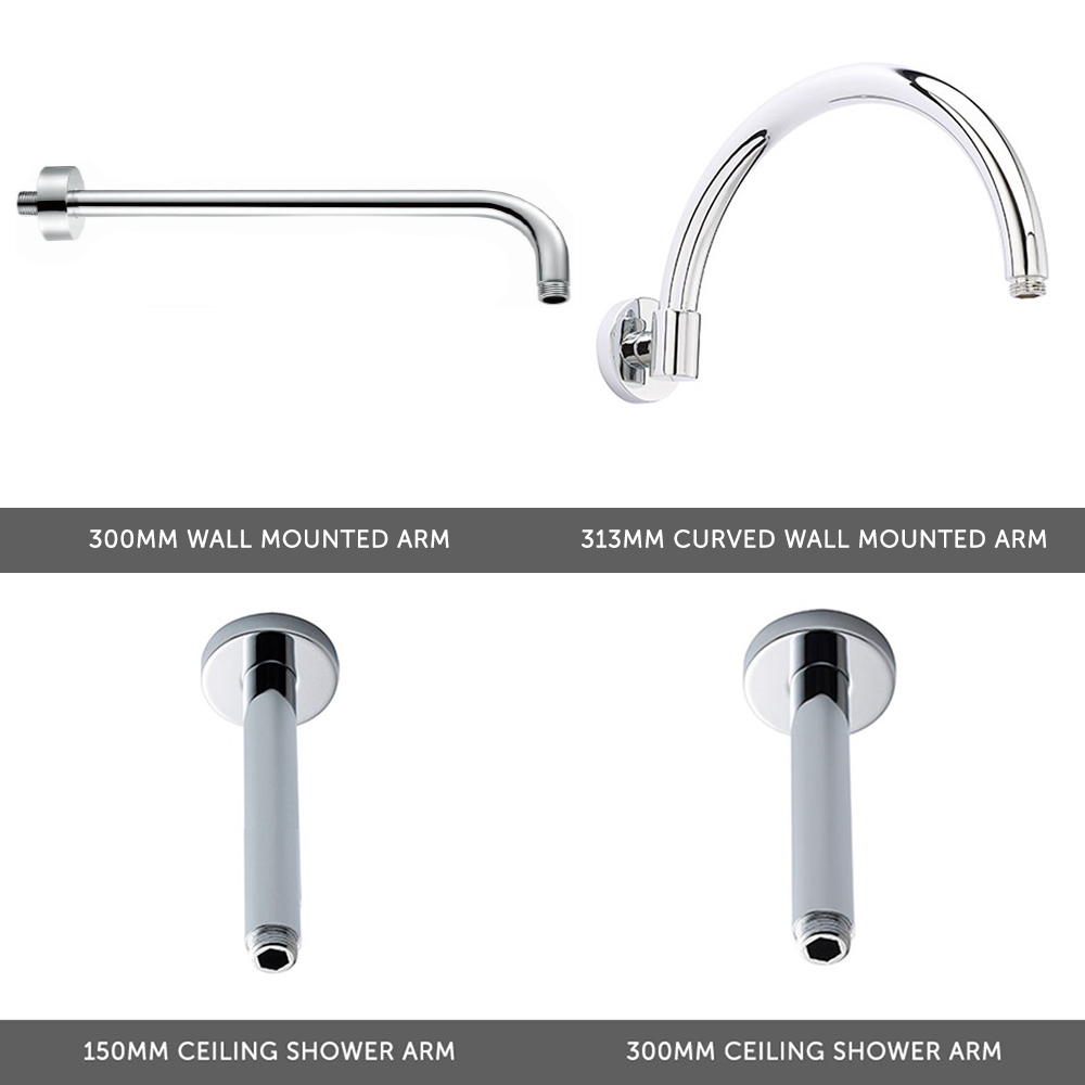 Edith Concealed Shower Valve, Fixed Shower Head & Slide Rail Kit