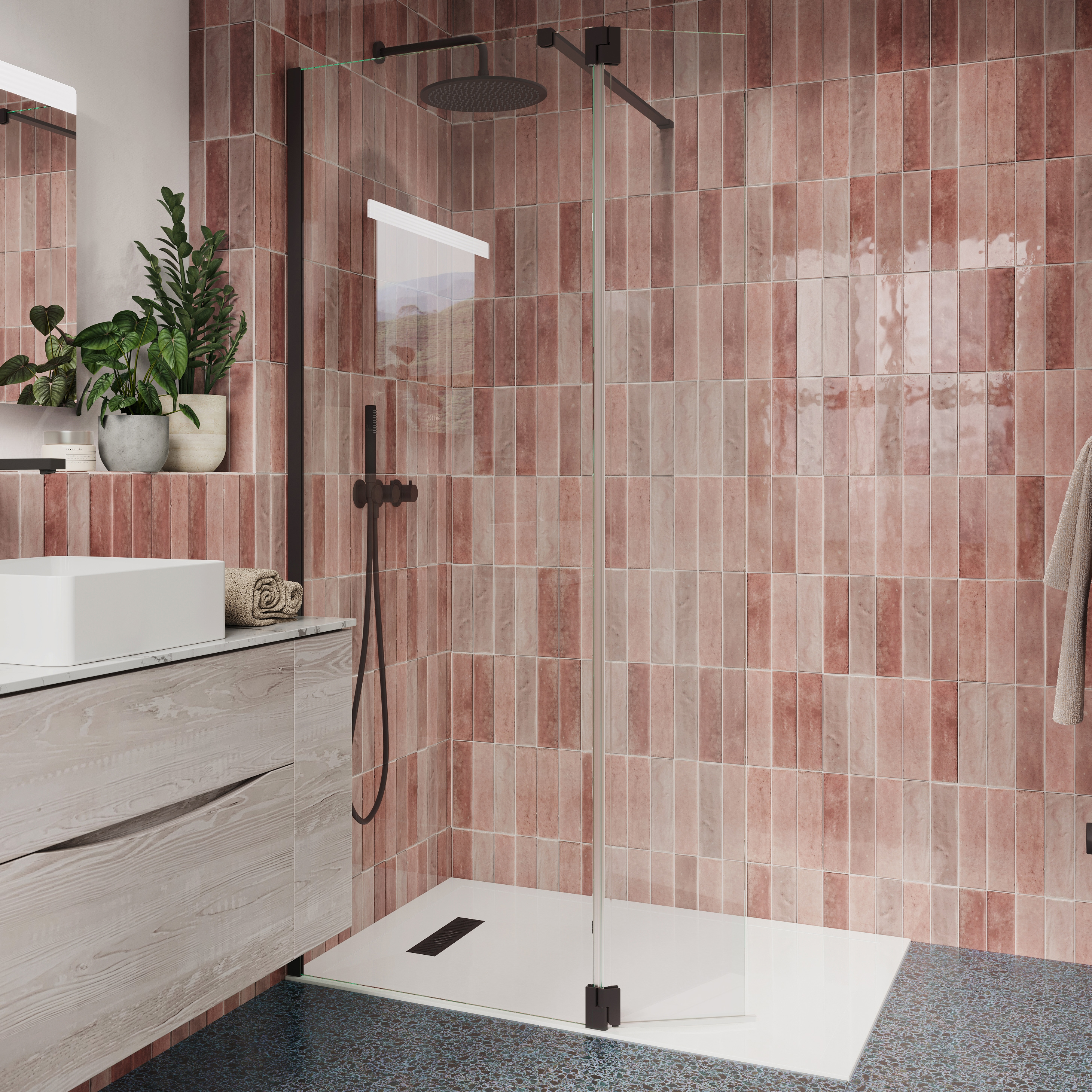 Crosswater Gallery 8 Walk In Shower Enclosure 8mm Panels with Multiple Configurations - Matt Black