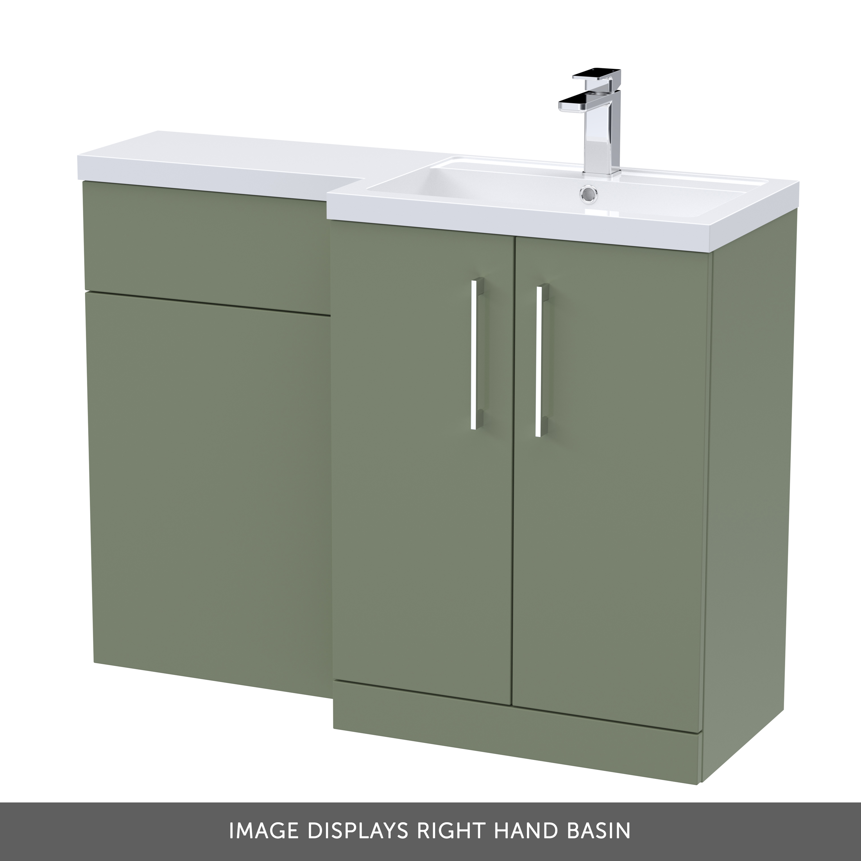 Erin 1100mm Satin Green Combination Bathroom 2 Door Sink & Toilet Unit