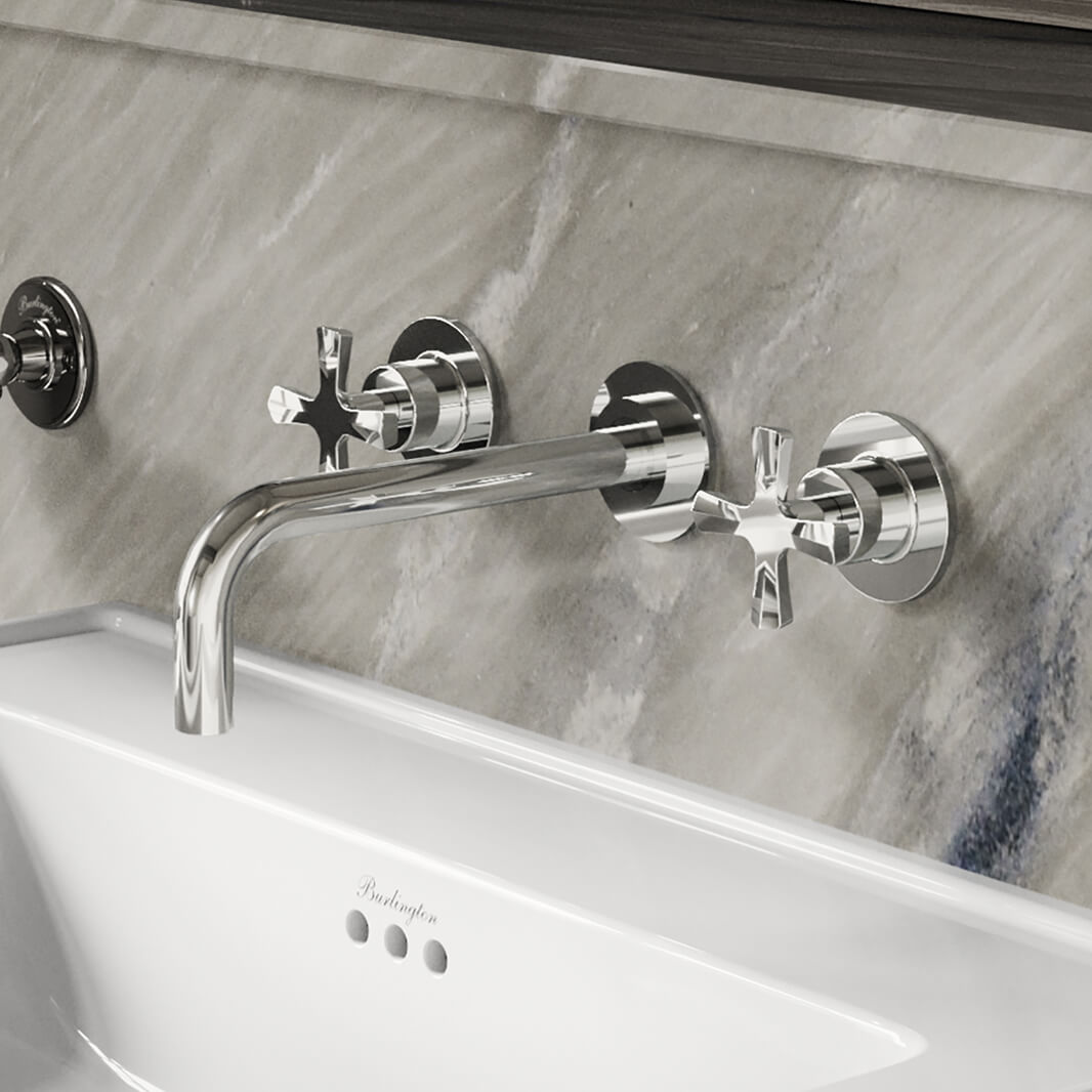 Burlington Riviera 3 Hole Wall Mounted Basin Mixer Tap