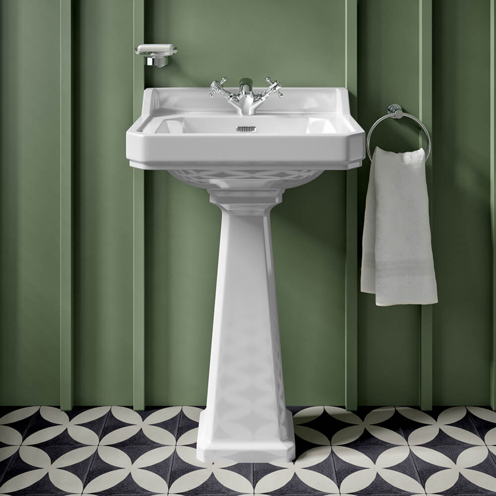 Butler & Rose Catherine 600mm Full Pedestal & Basin - 1 Tap Hole